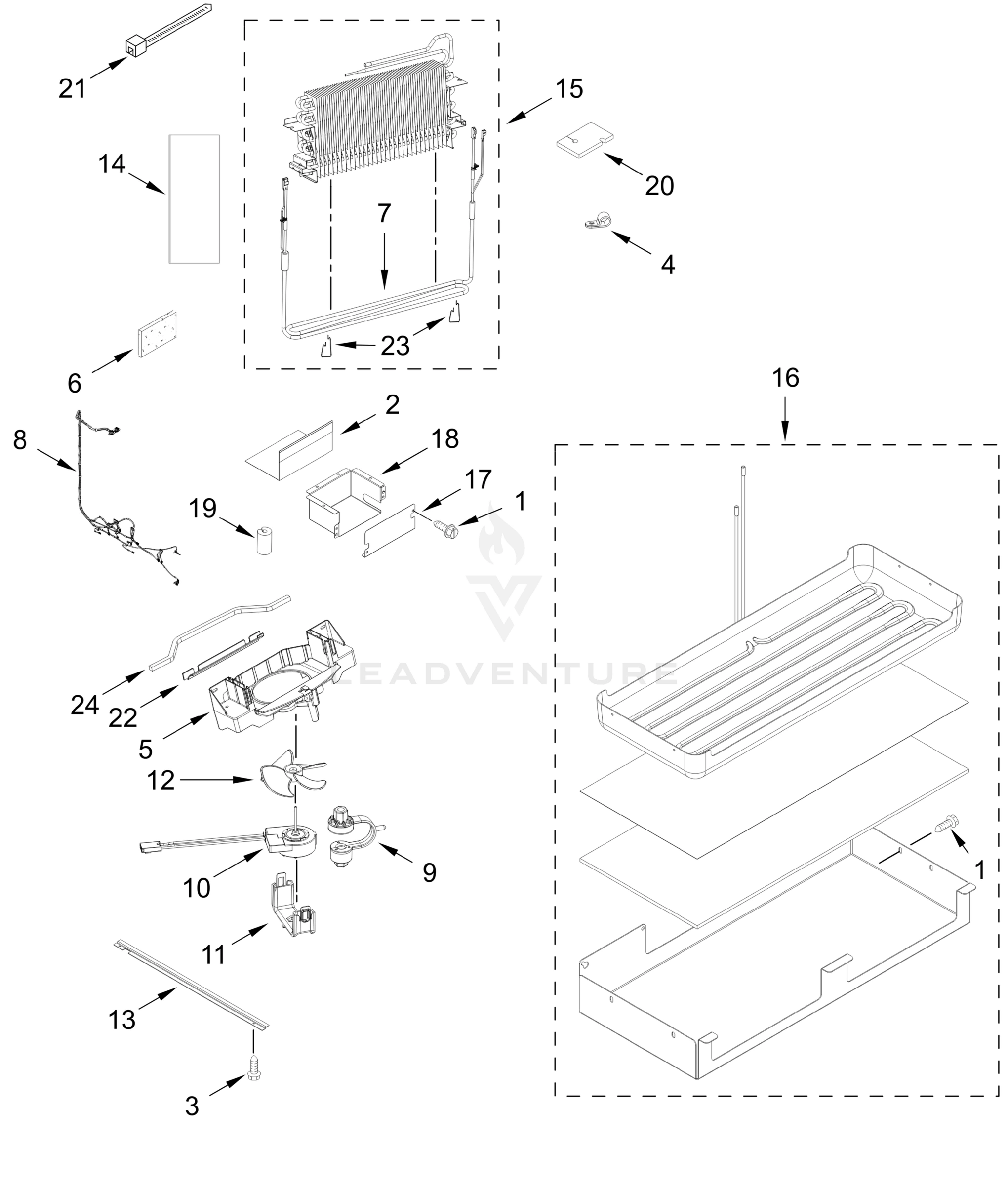 LOWER UNIT AND TUBE PARTS