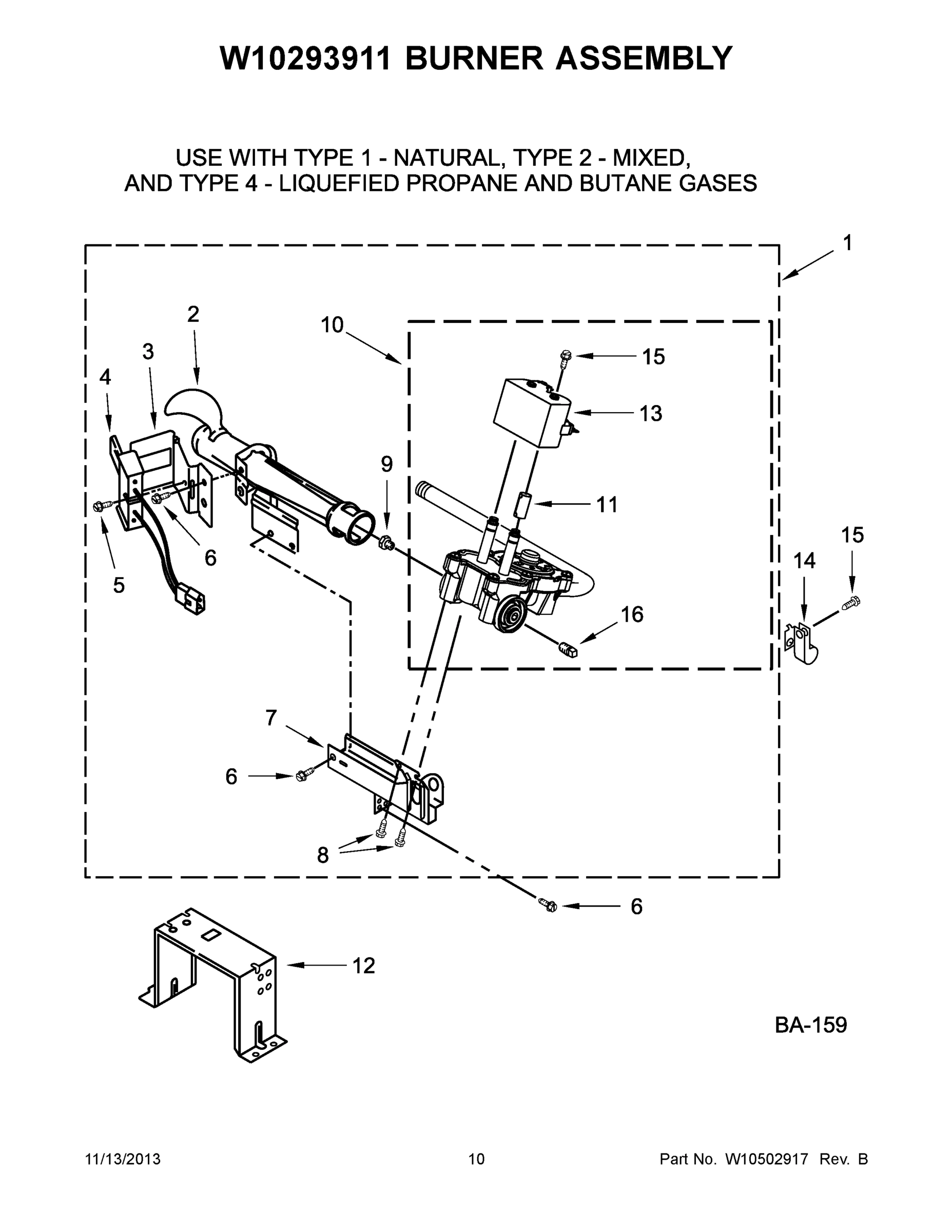 06 - W10293911 BURNER ASSEMBLY