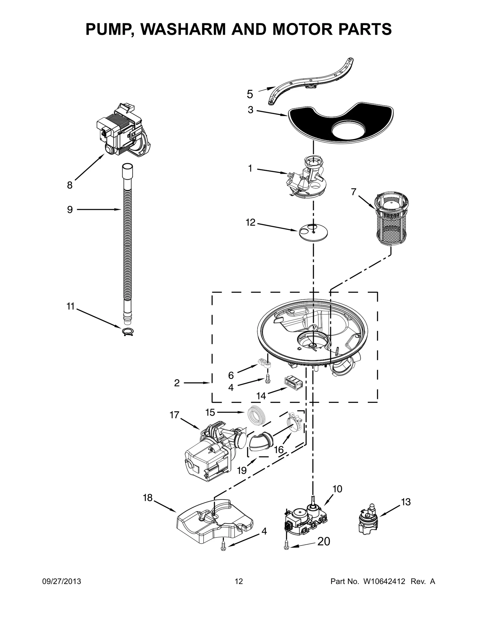 PUMP, WASHARM AND MOTOR PARTS