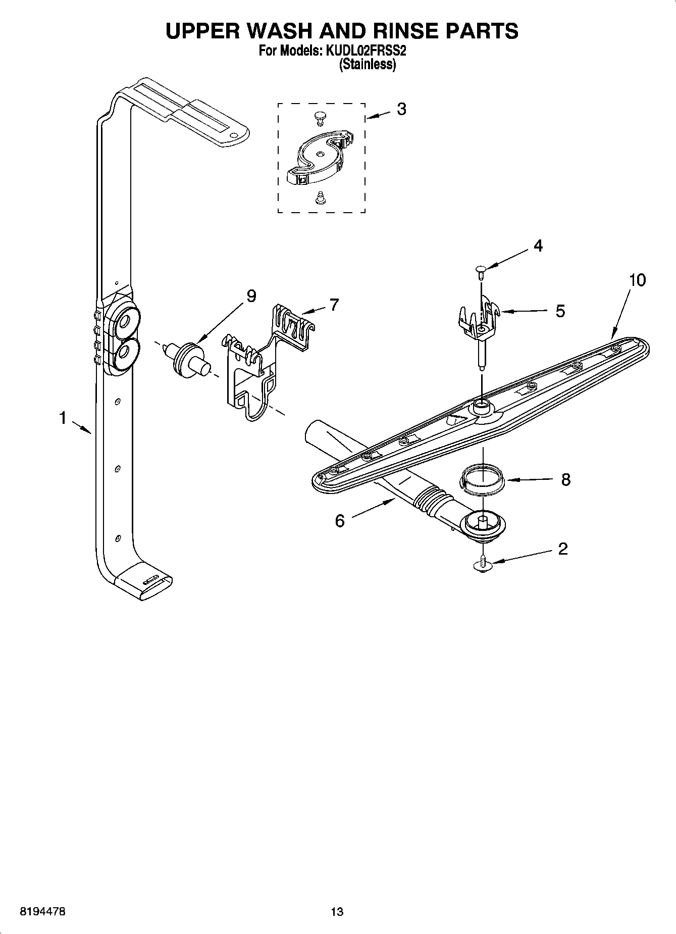 10 - UPPER WASH AND RINSE PARTS