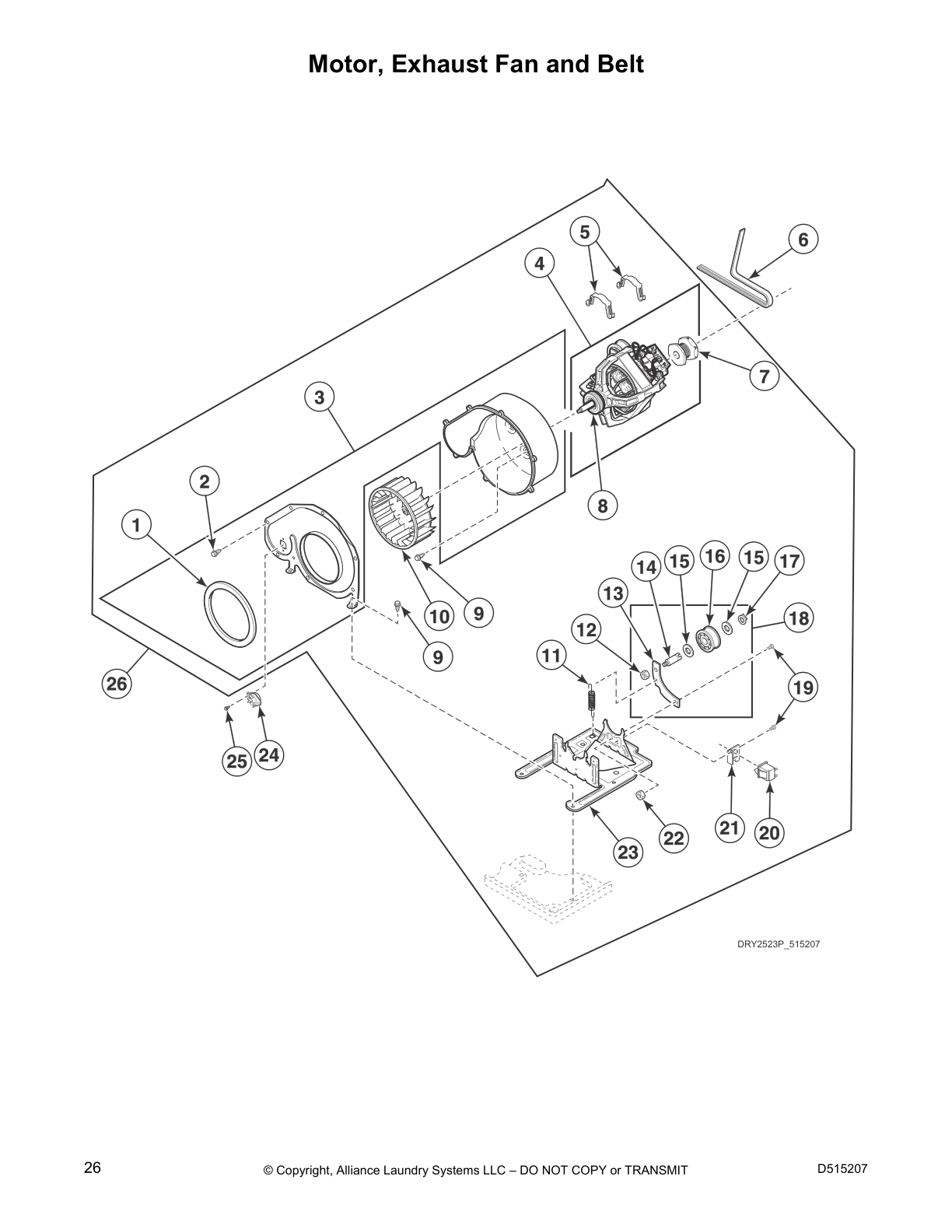 Motor, Exhaust Fan and Belt