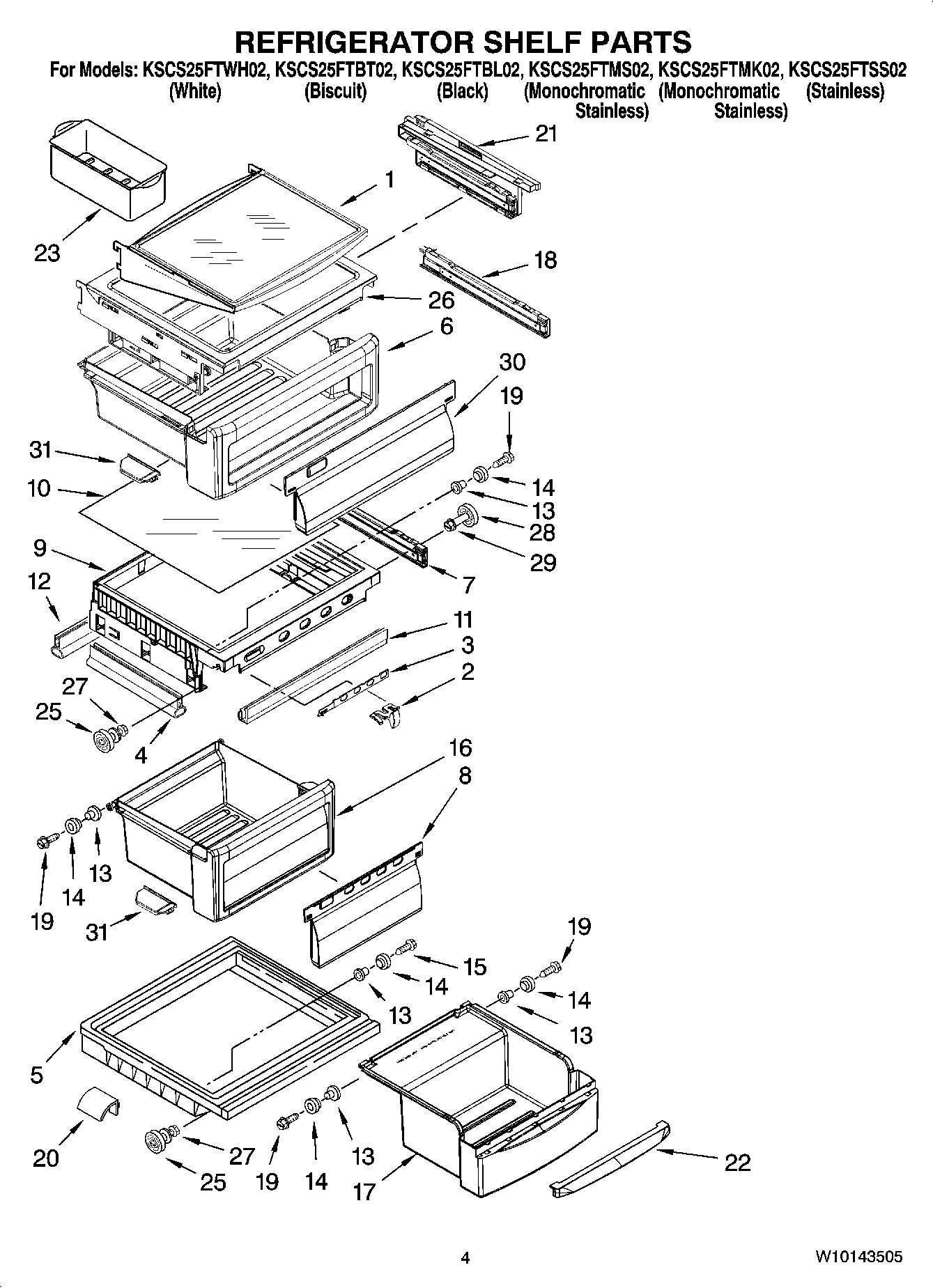 03 - REFRIGERATOR SHELF PARTS