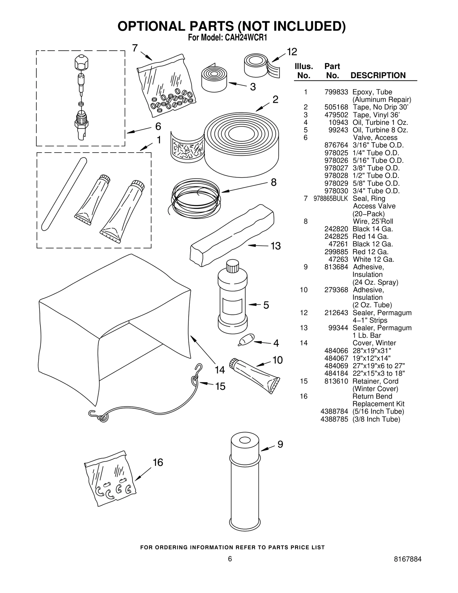 OPTIONAL PARTS (NOT INCLUDED)