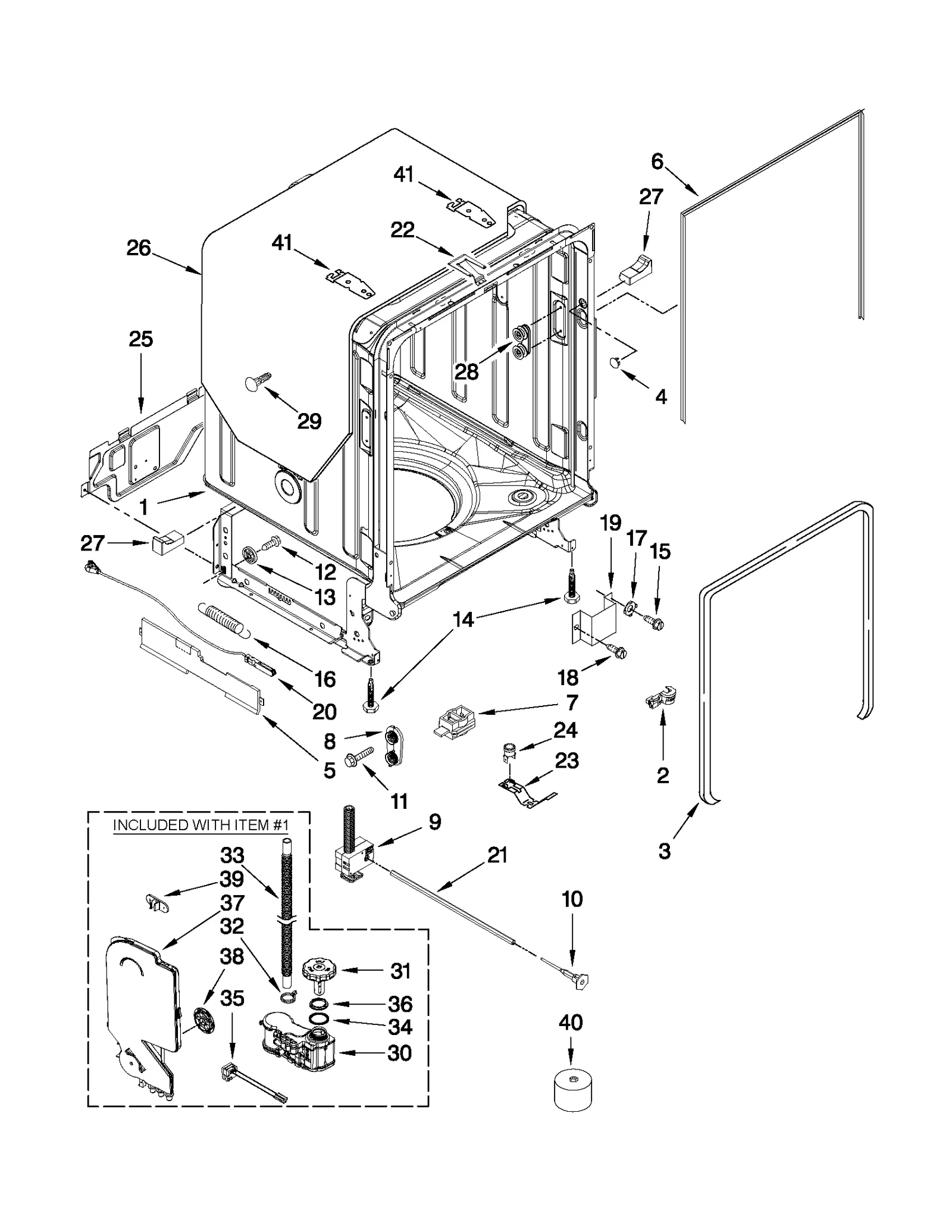 TUB AND FRAME PARTS