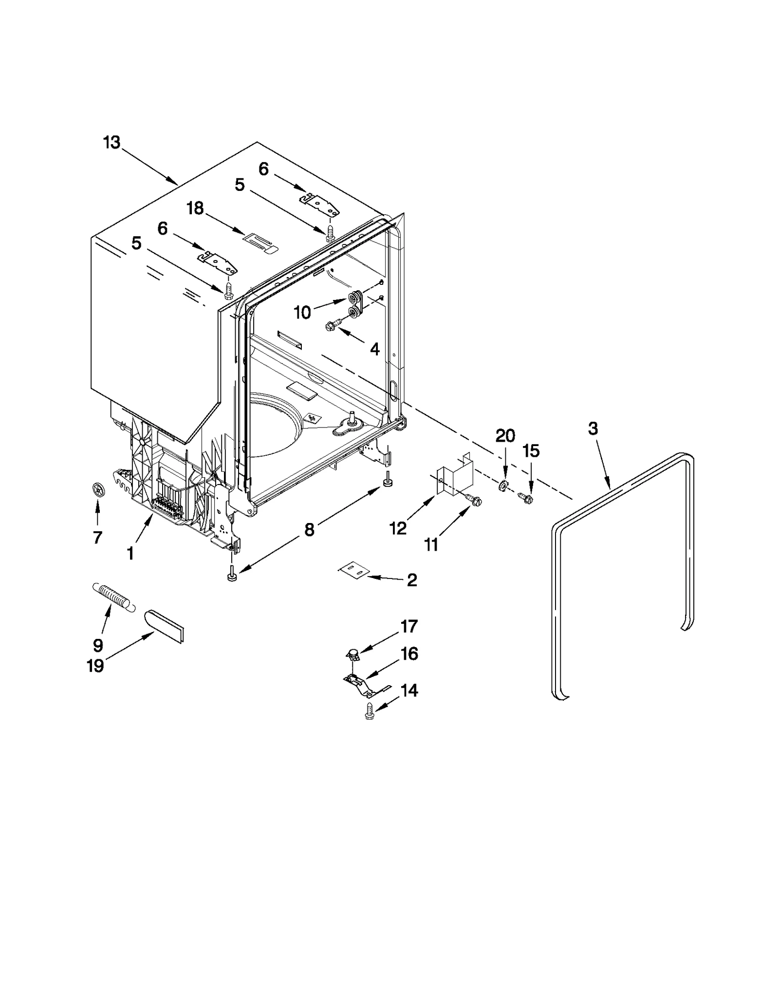 TUB AND FRAME PARTS