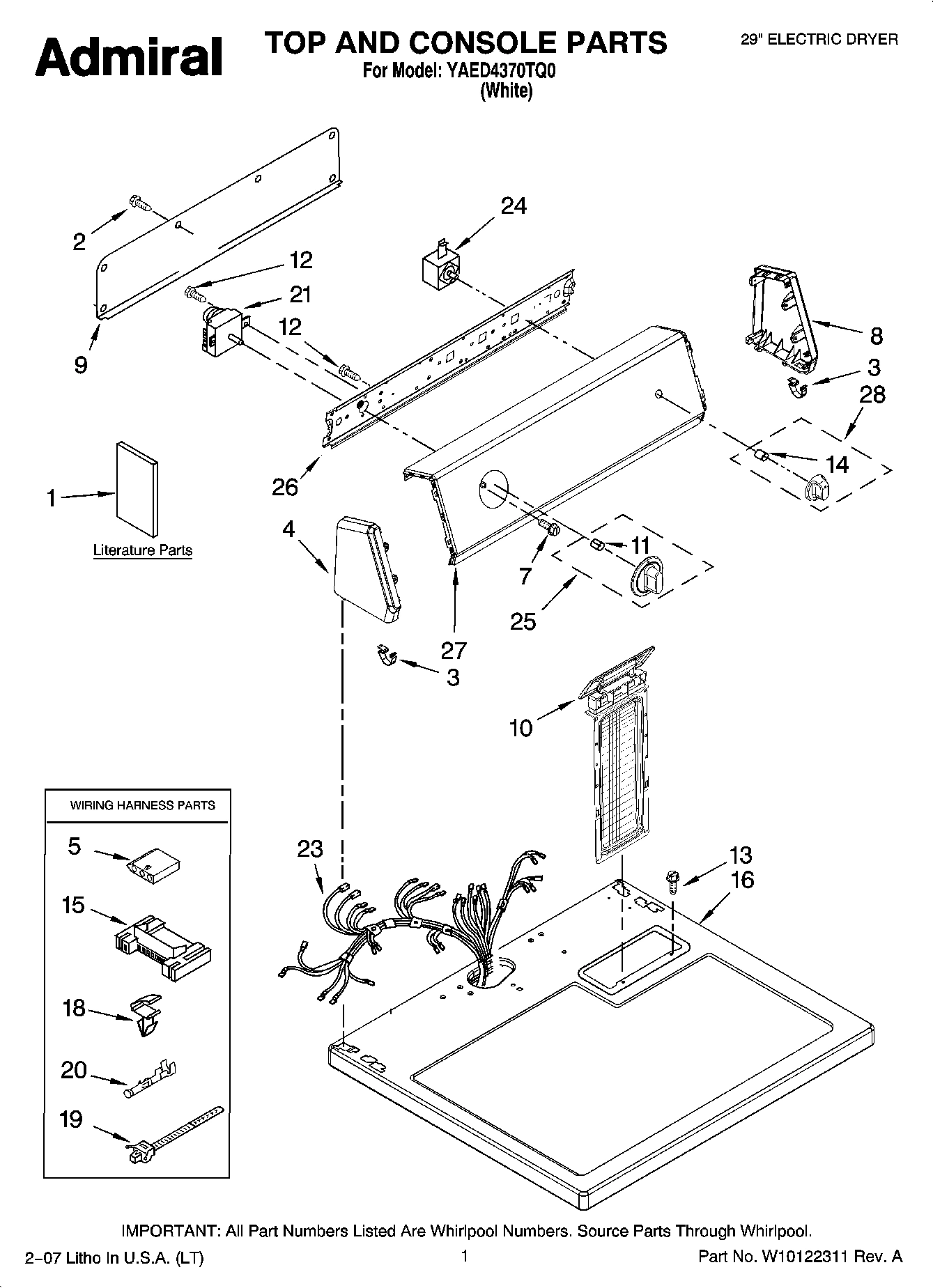 01 - TOP AND CONSOLE PARTS