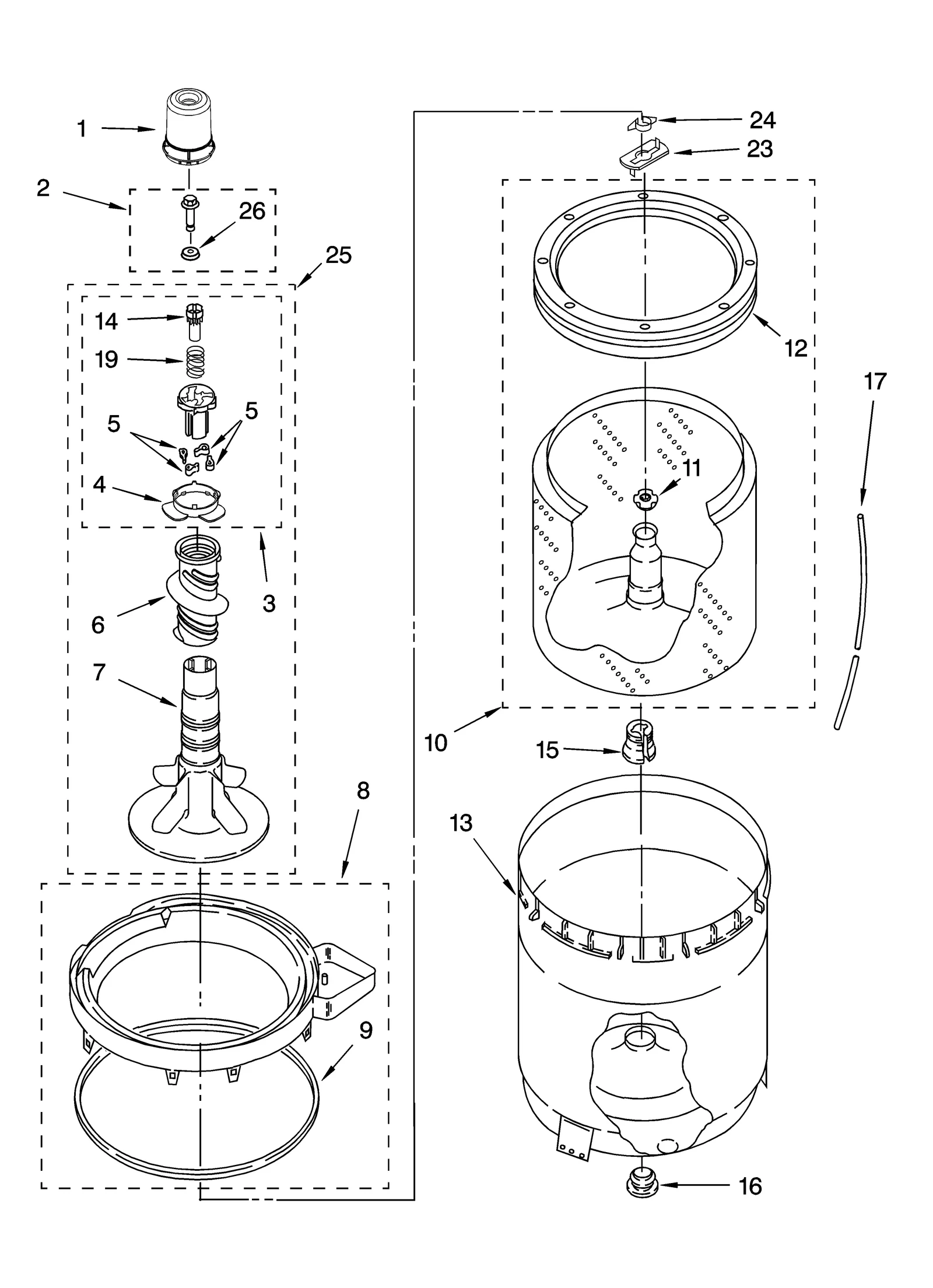AGITATOR, BASKET AND TUB PARTS