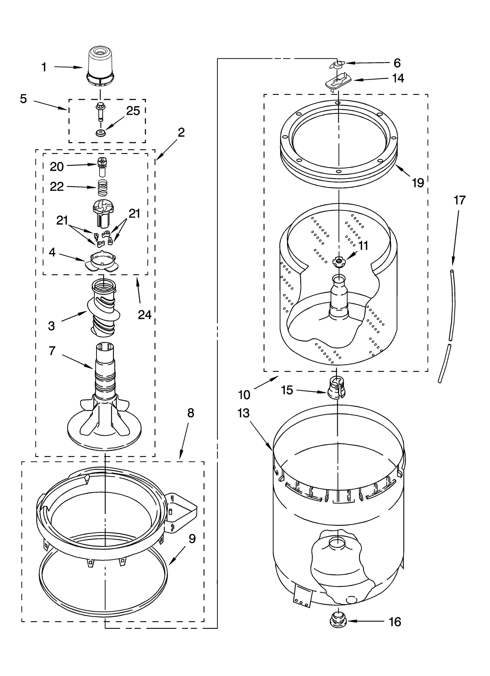 AGITATOR, BASKET AND TUB PARTS