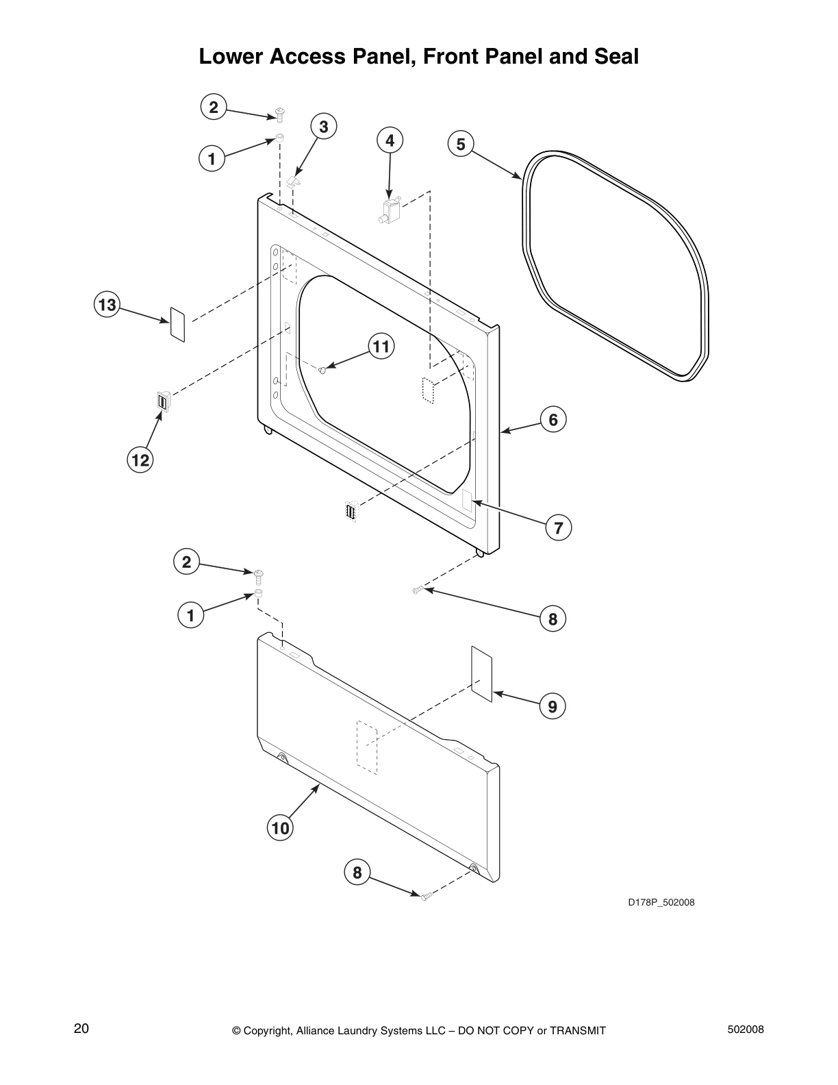 Lower Access Panel, Front Panel and Seal