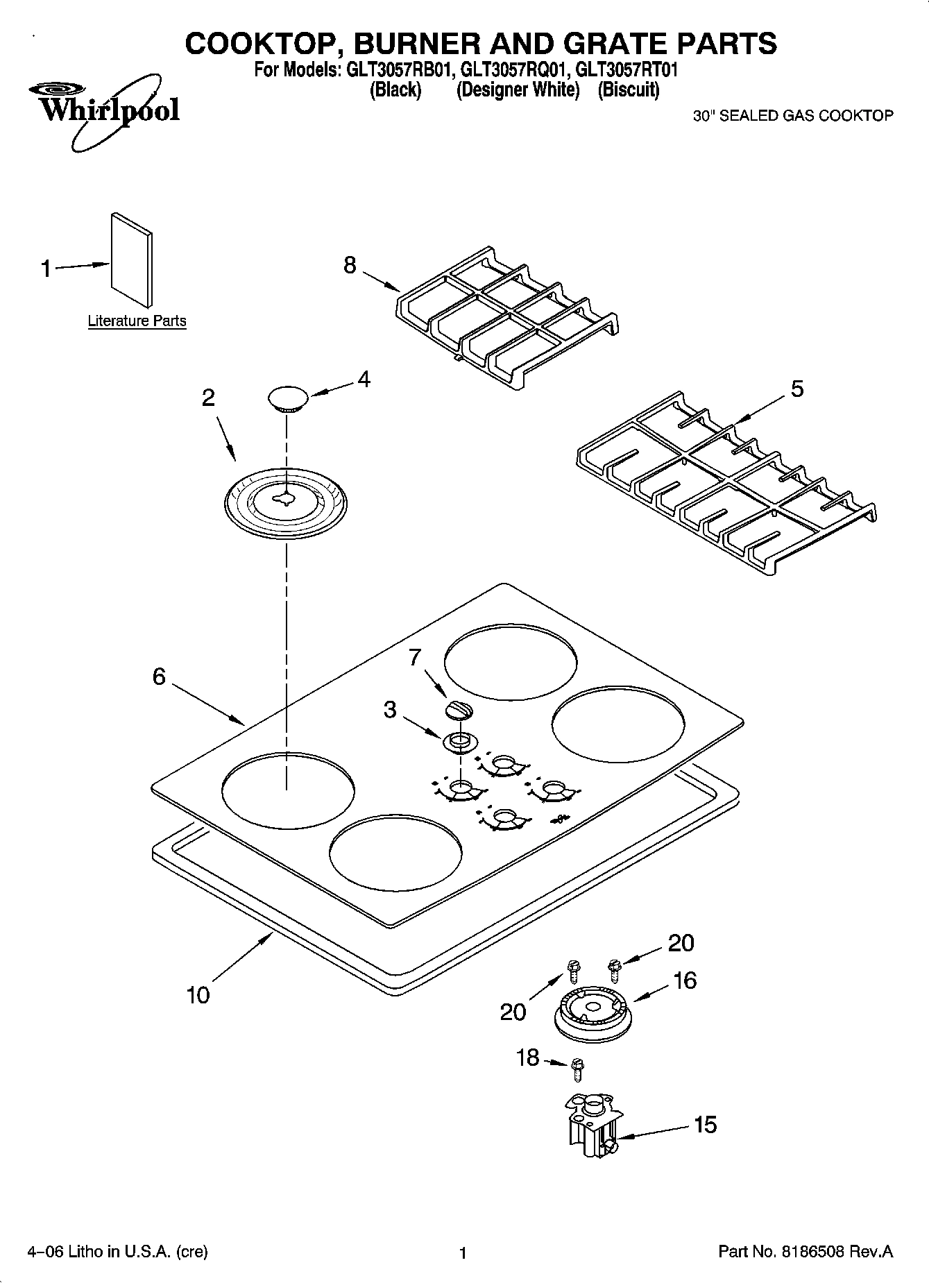 01 - COOKTOP, BURNER AND GRATE PARTS