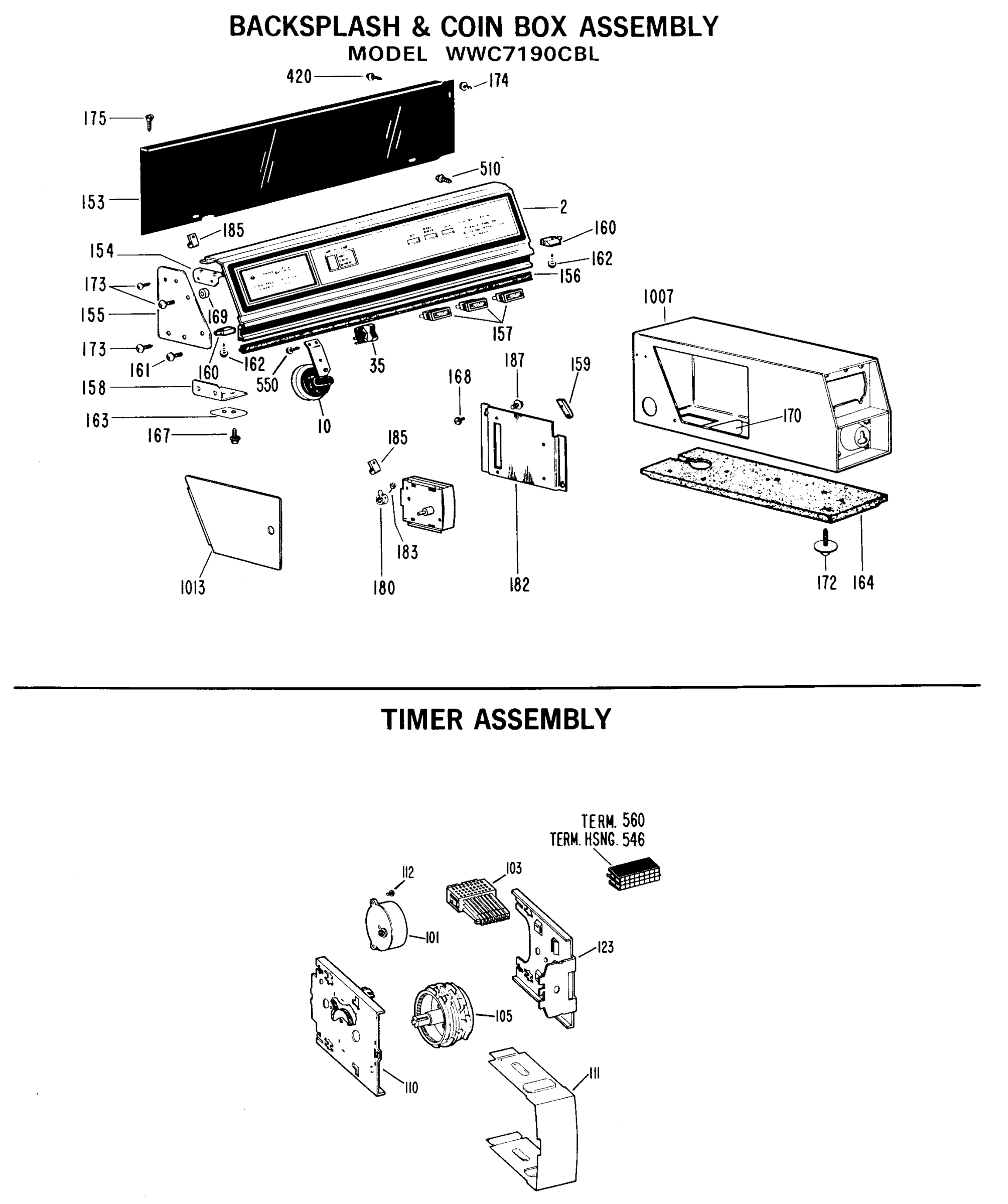 BACKSPLASH & COIN BOX ASSEMBLY