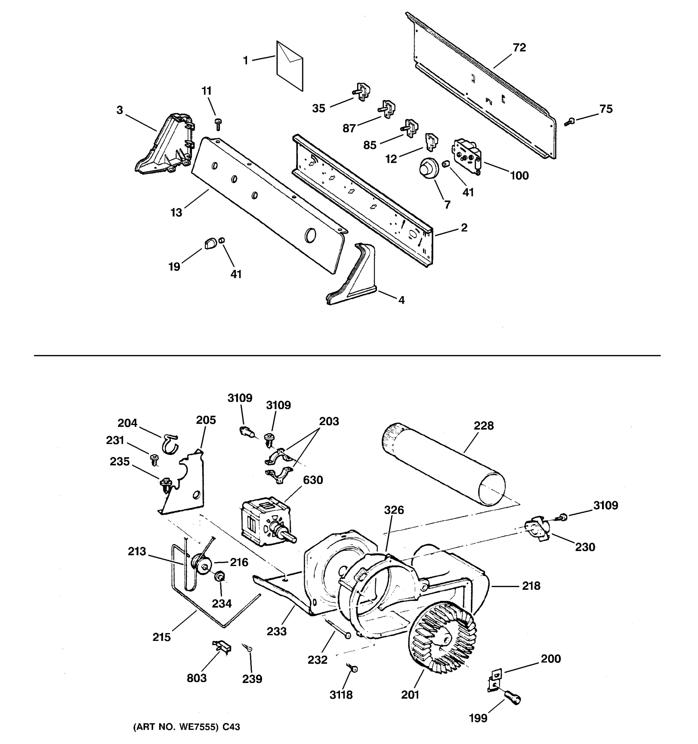 BACKSPLASH, BLOWER & MOTOR ASSEMBLY
