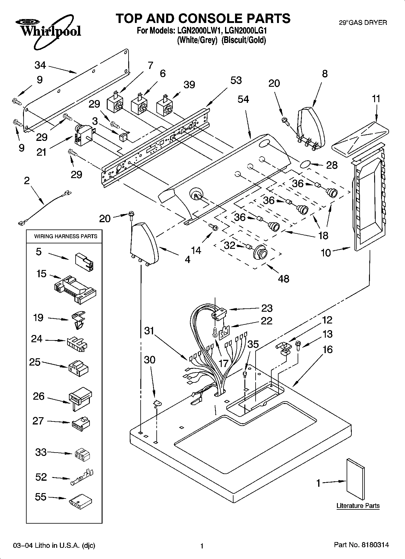 01 - TOP AND CONSOLE PARTS OPTIONAL PARTS (NOT INCLUDED)