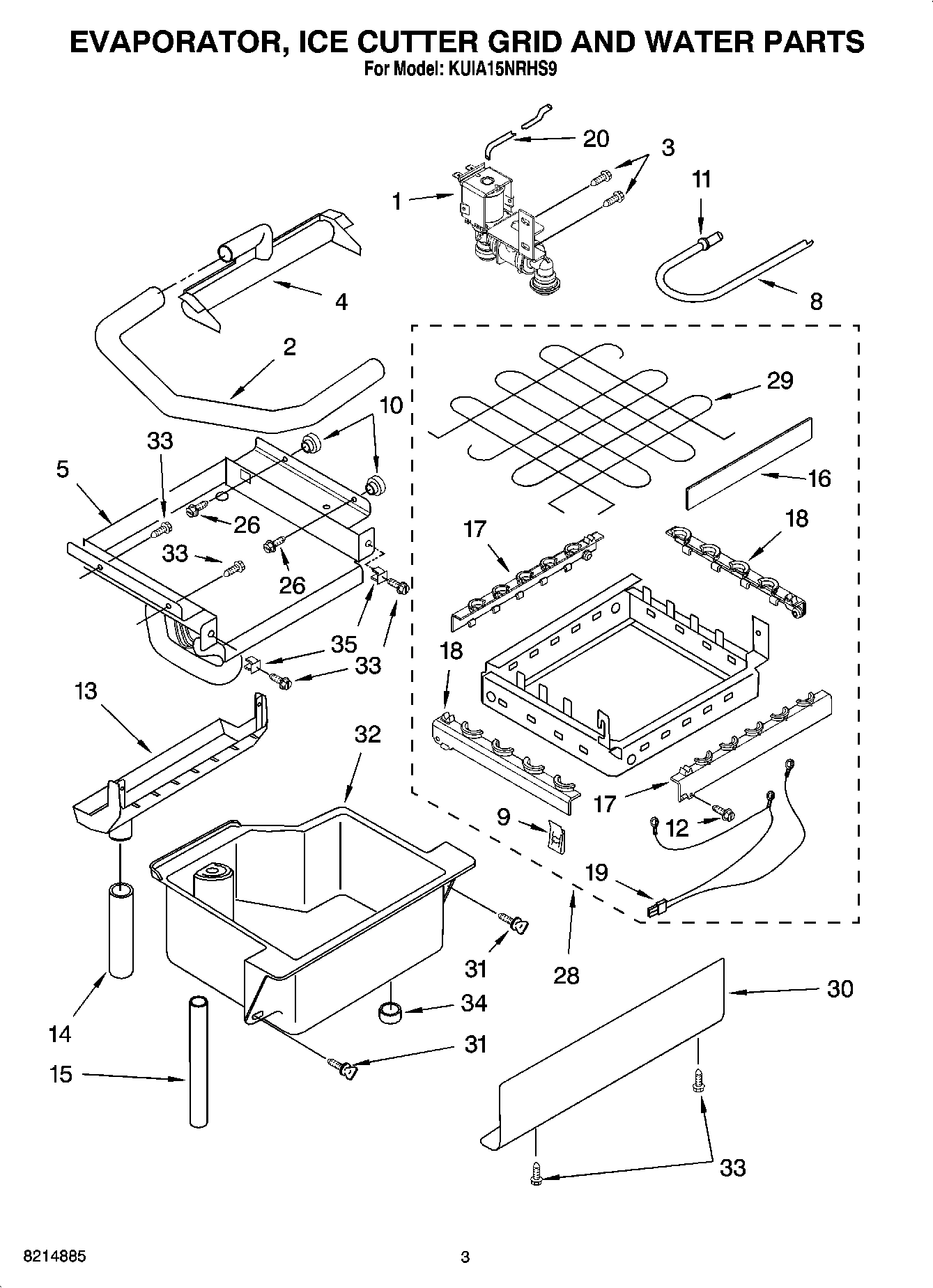 02 - EVAPORATOR, ICE CUTTER GRID AND WATER PARTS