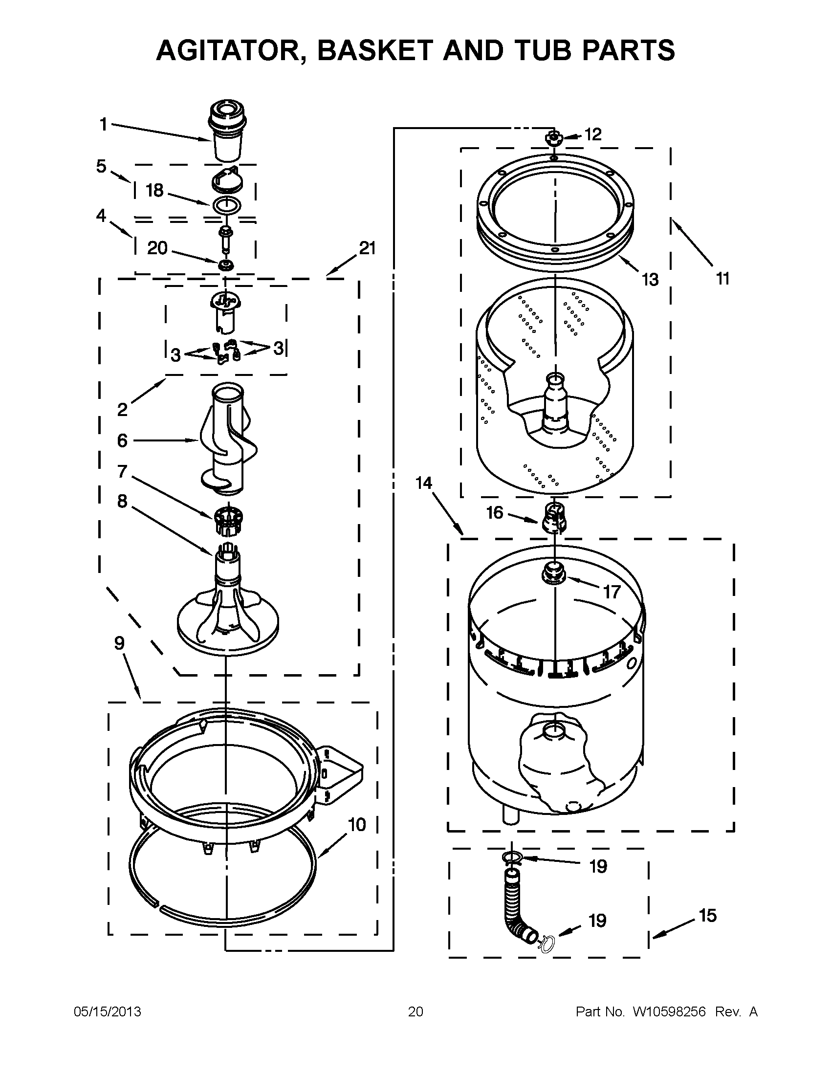 10 - AGITATOR, BASKET AND TUB PARTS