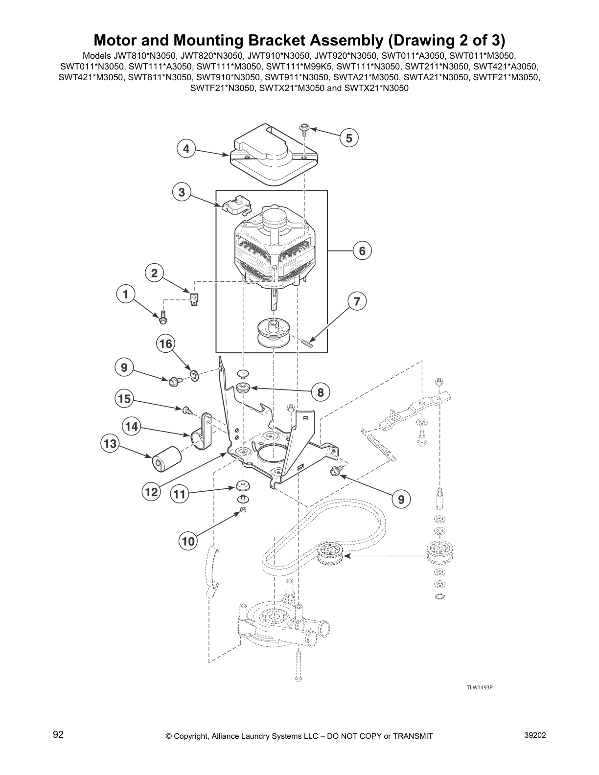 Motor and Mounting Bracket Assembly (Drawing 2 of 3)