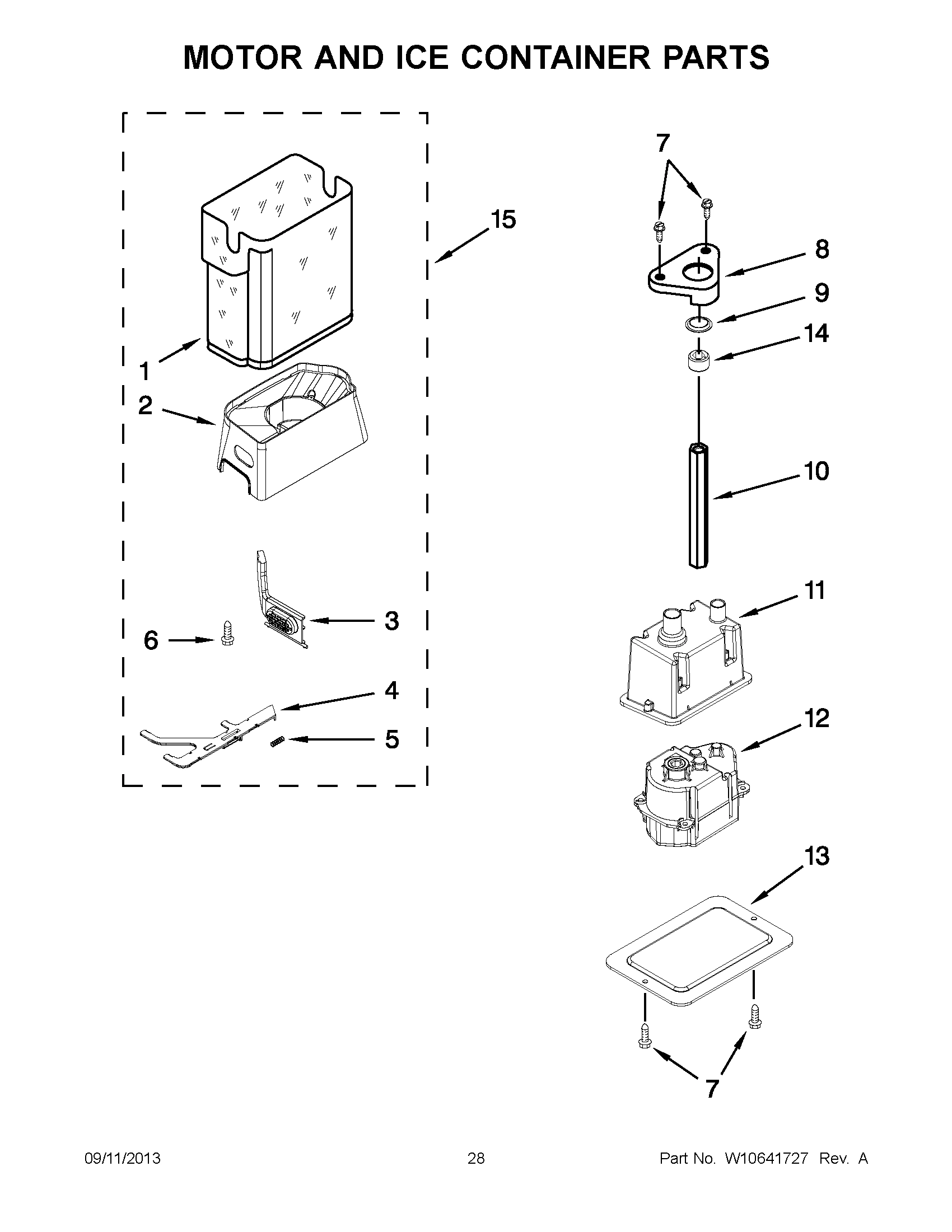 15 - MOTOR AND ICE CONTAINER PARTS