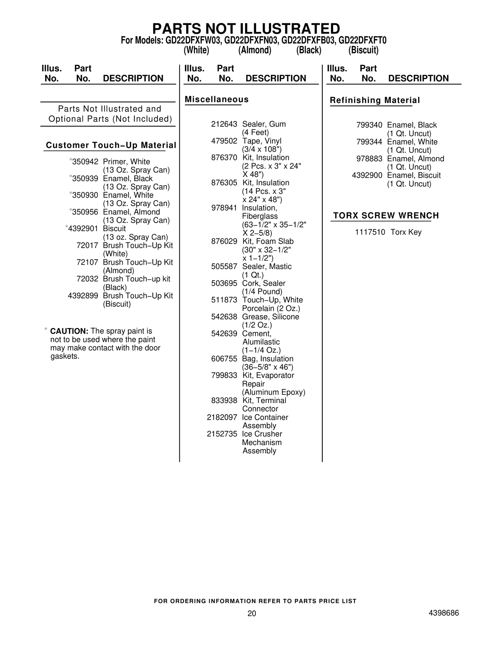 Optional Parts (Not Included)