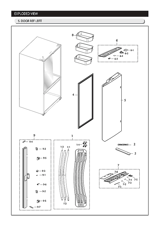 Left Refrigerator Door Parts