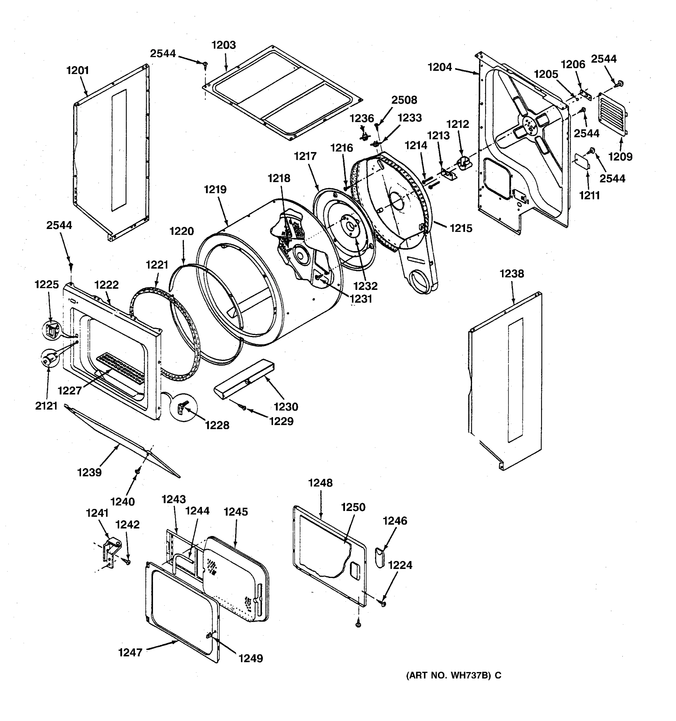 DRYER - CABINET, DRUM & HEATER