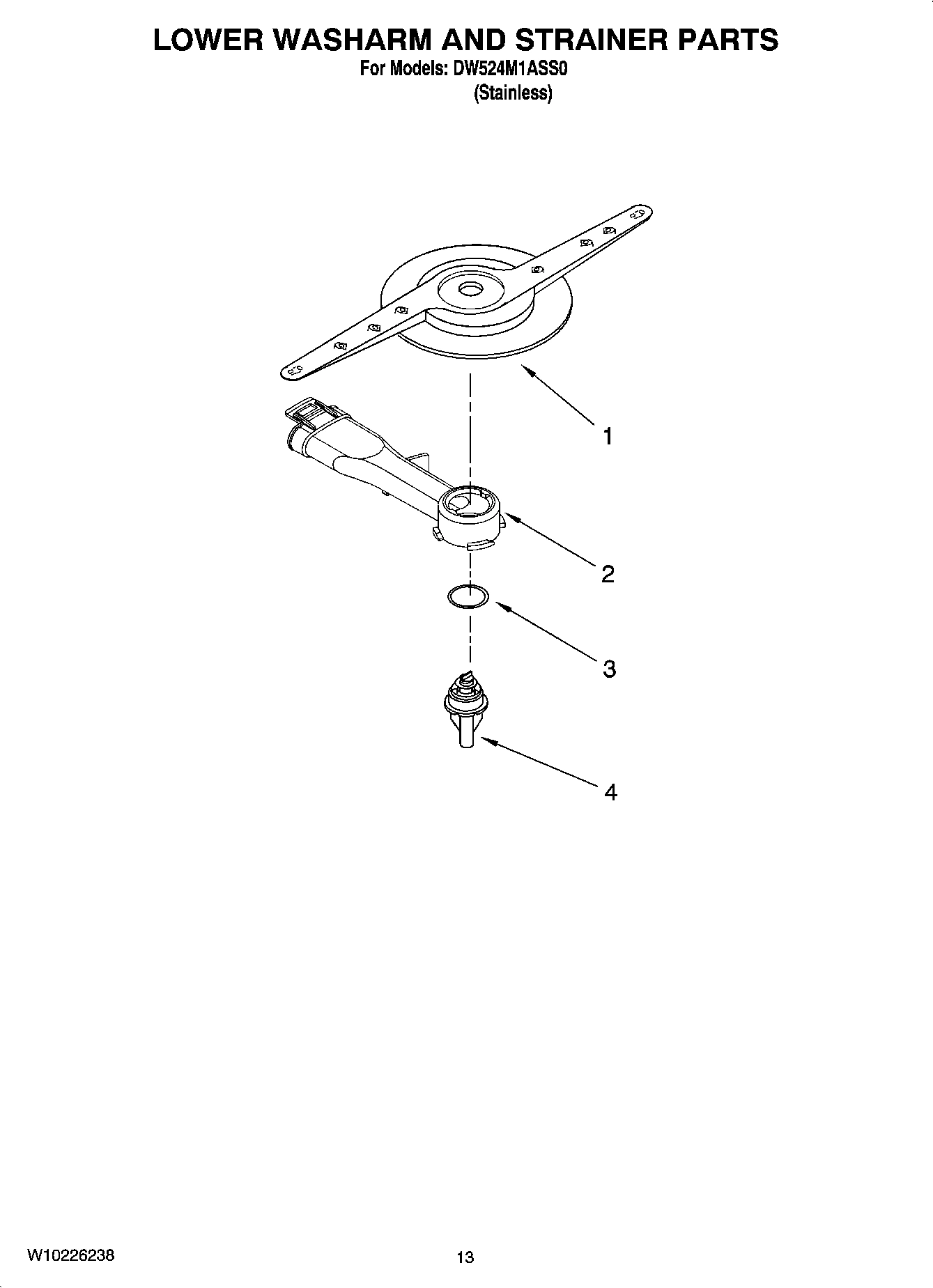 11 - LOWER WASHARM AND STRAINER PARTS, OPTIONAL PARTS (NOT INCLUDED)