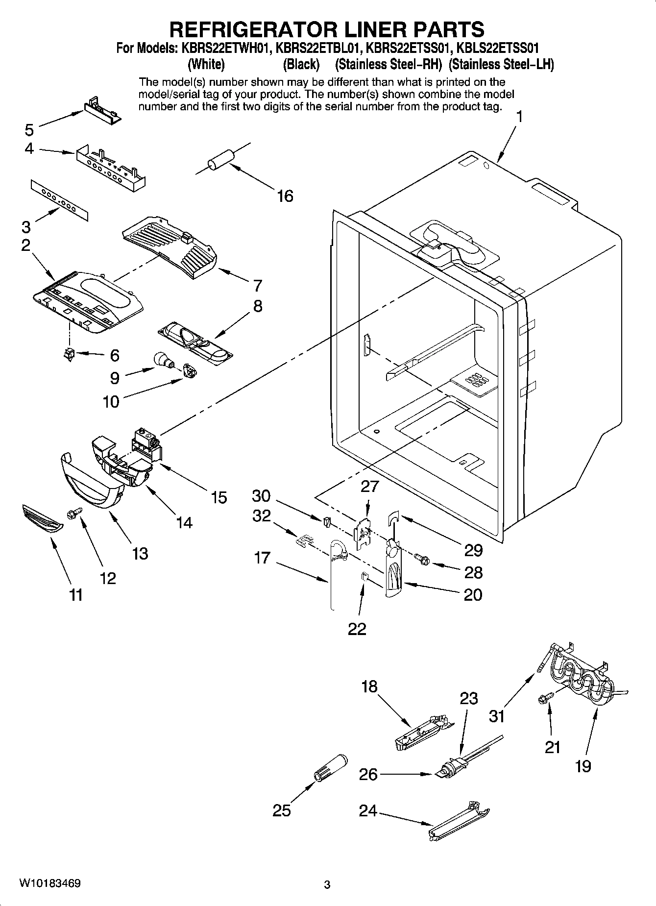 02 - REFRIGERATOR LINER PARTS