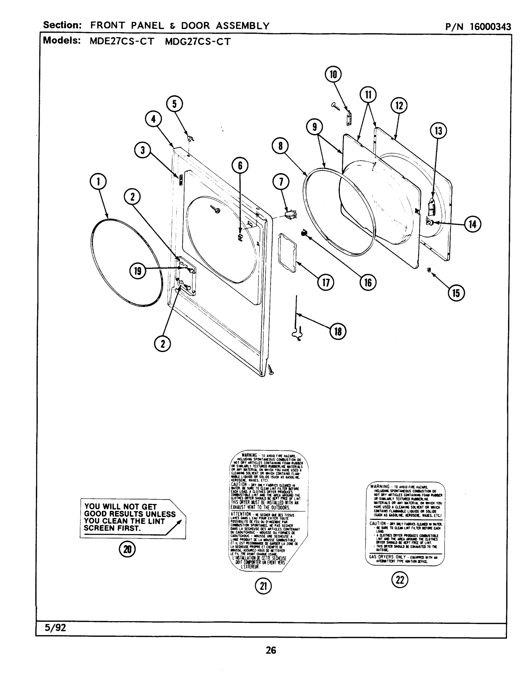 07 - FRONT PANEL & DOOR ASSEMBLY