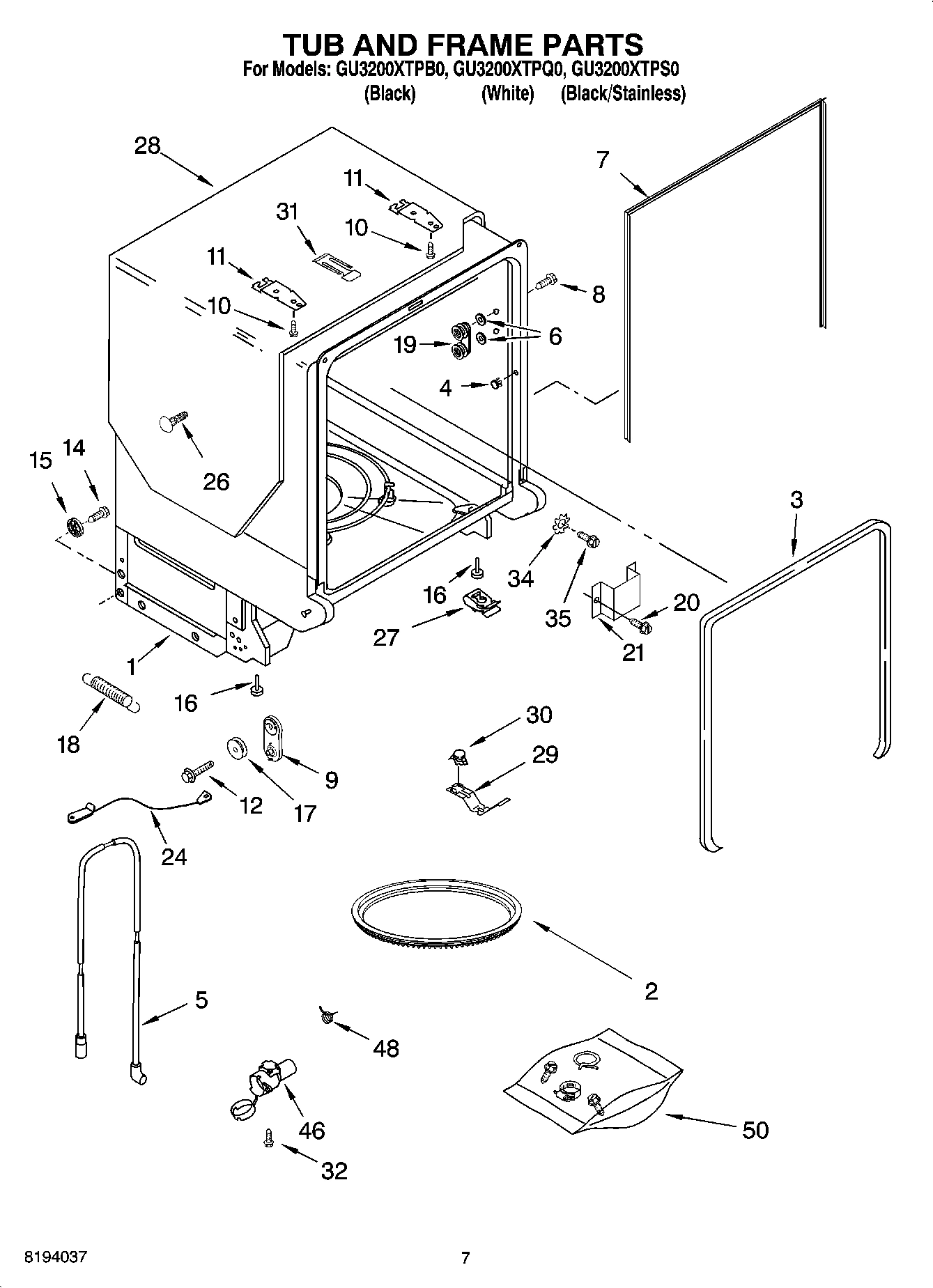 07 - TUB AND FRAME PARTS