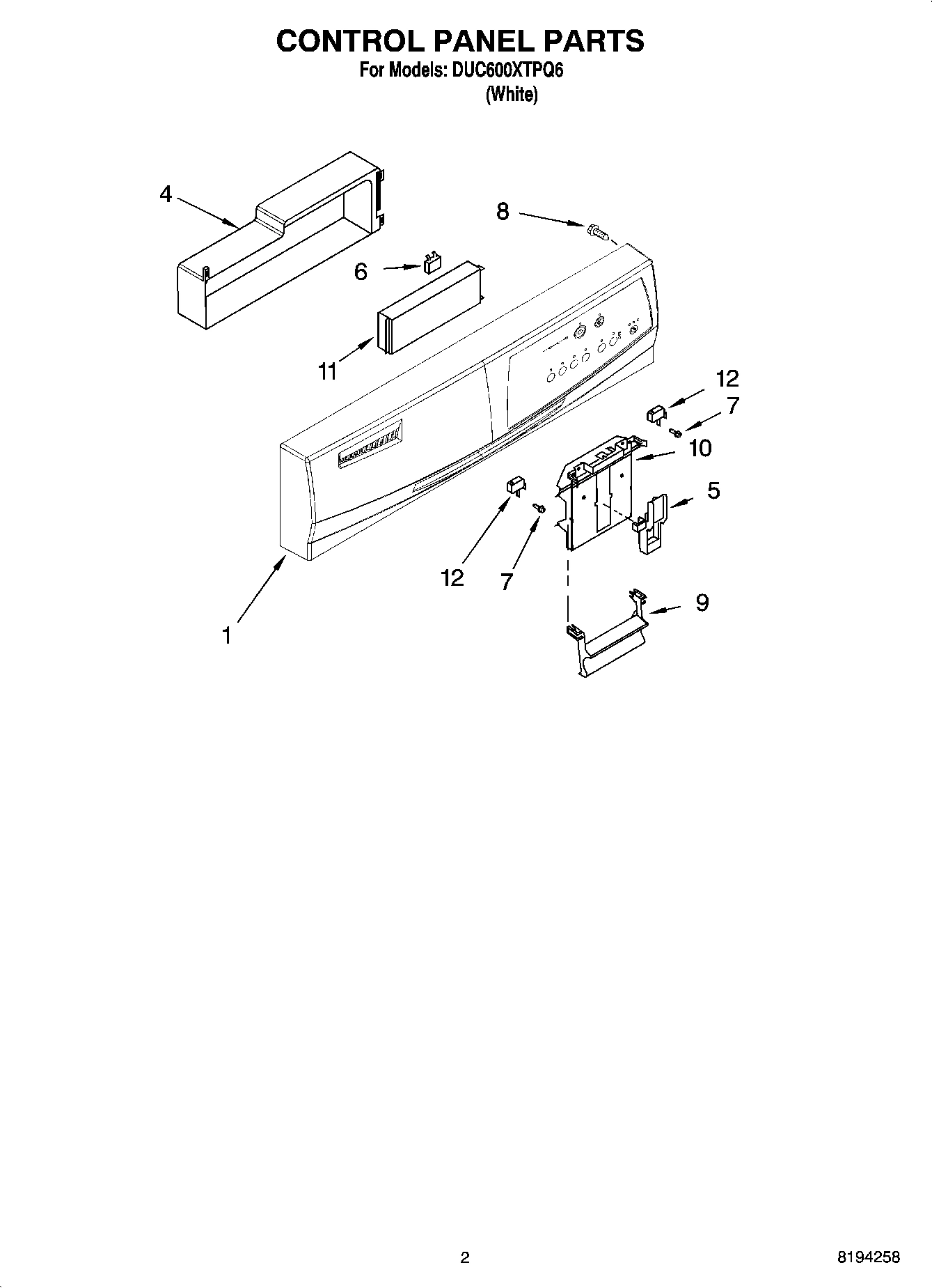 02 - CONTROL PANEL PARTS