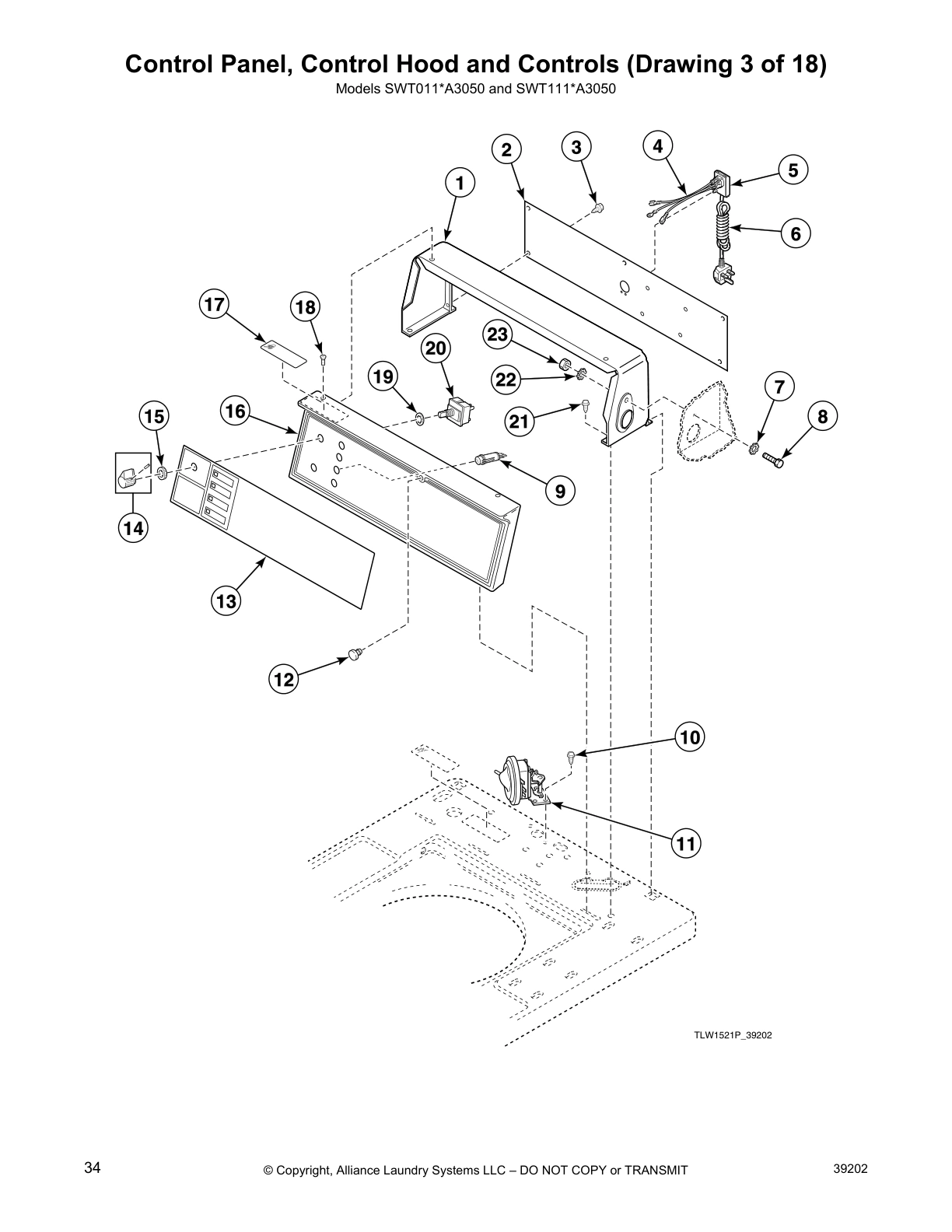 Control Panel, Control Hood and Controls (Drawing 3 of 18)