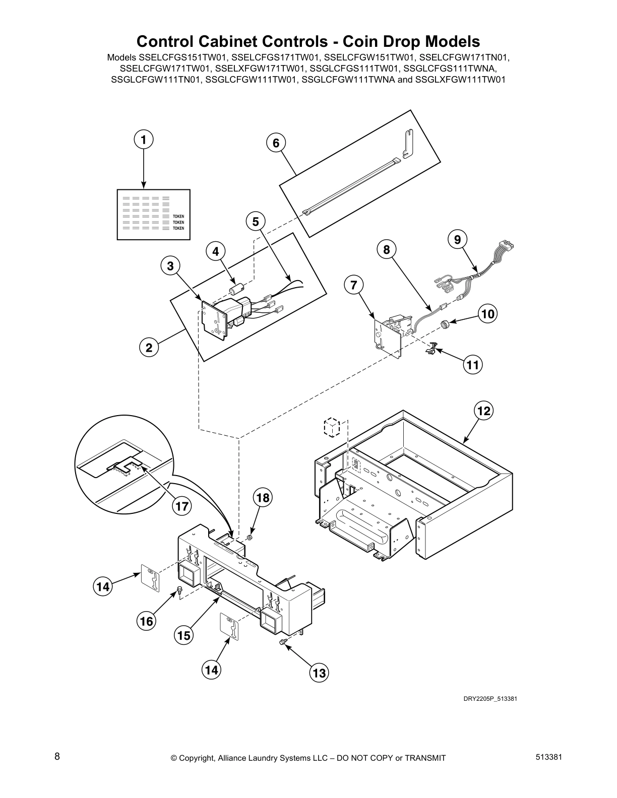 Control Cabinet Controls - Coin Drop Models