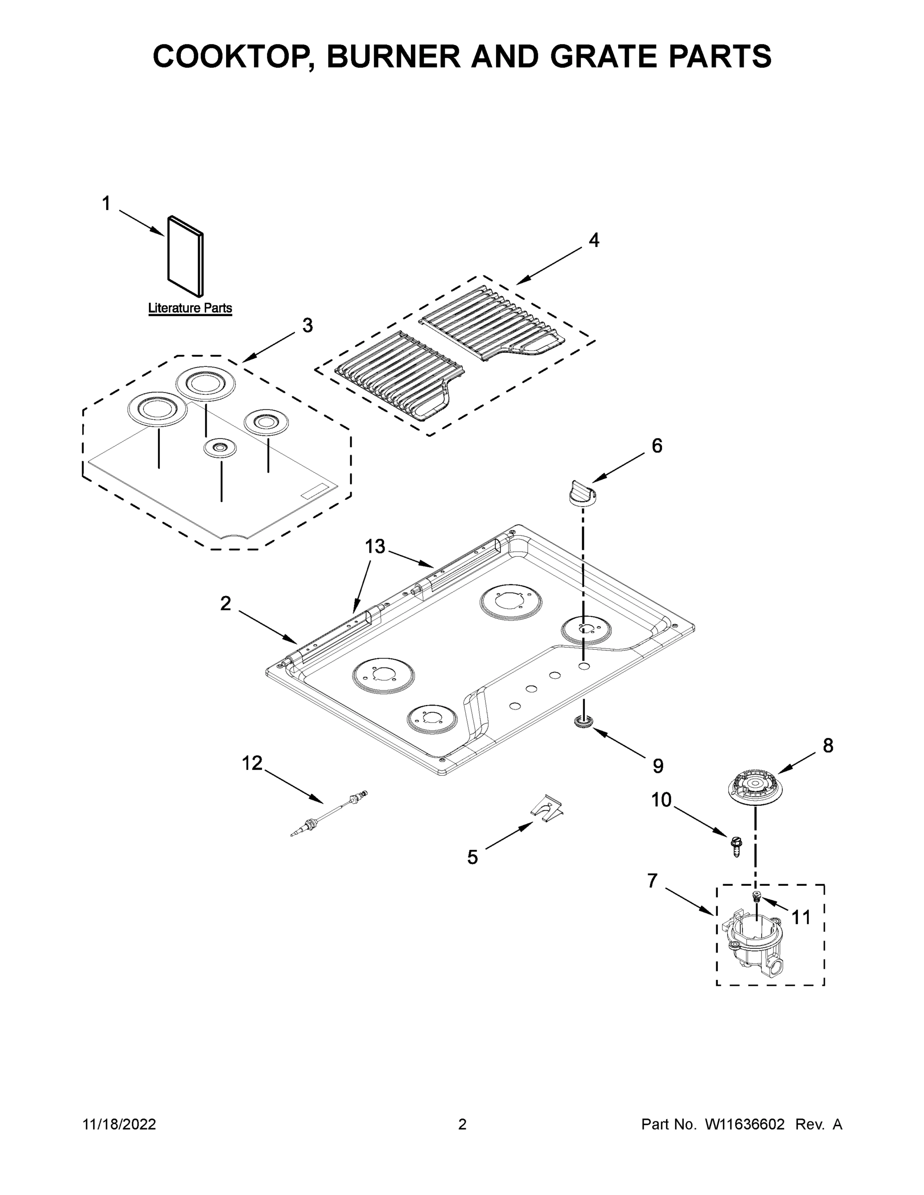 02 - COOKTOP, BURNER AND GRATE PARTS