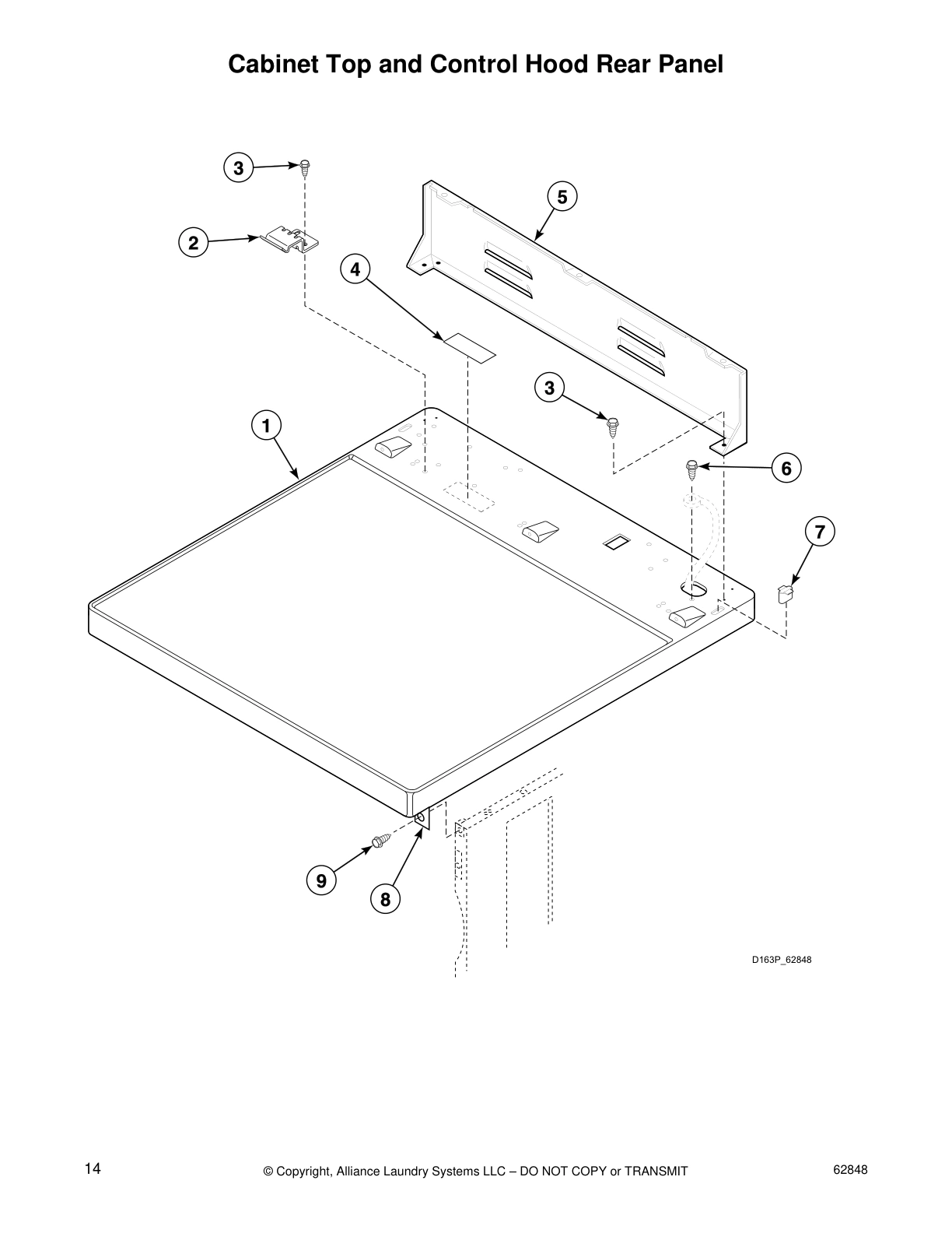 Cabinet Top and Control Hood Rear Panel
