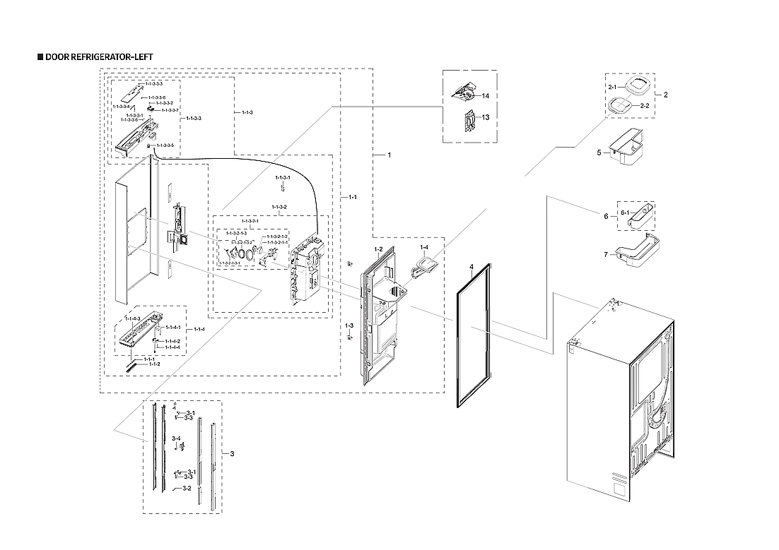 Left Refrigerator Door Parts