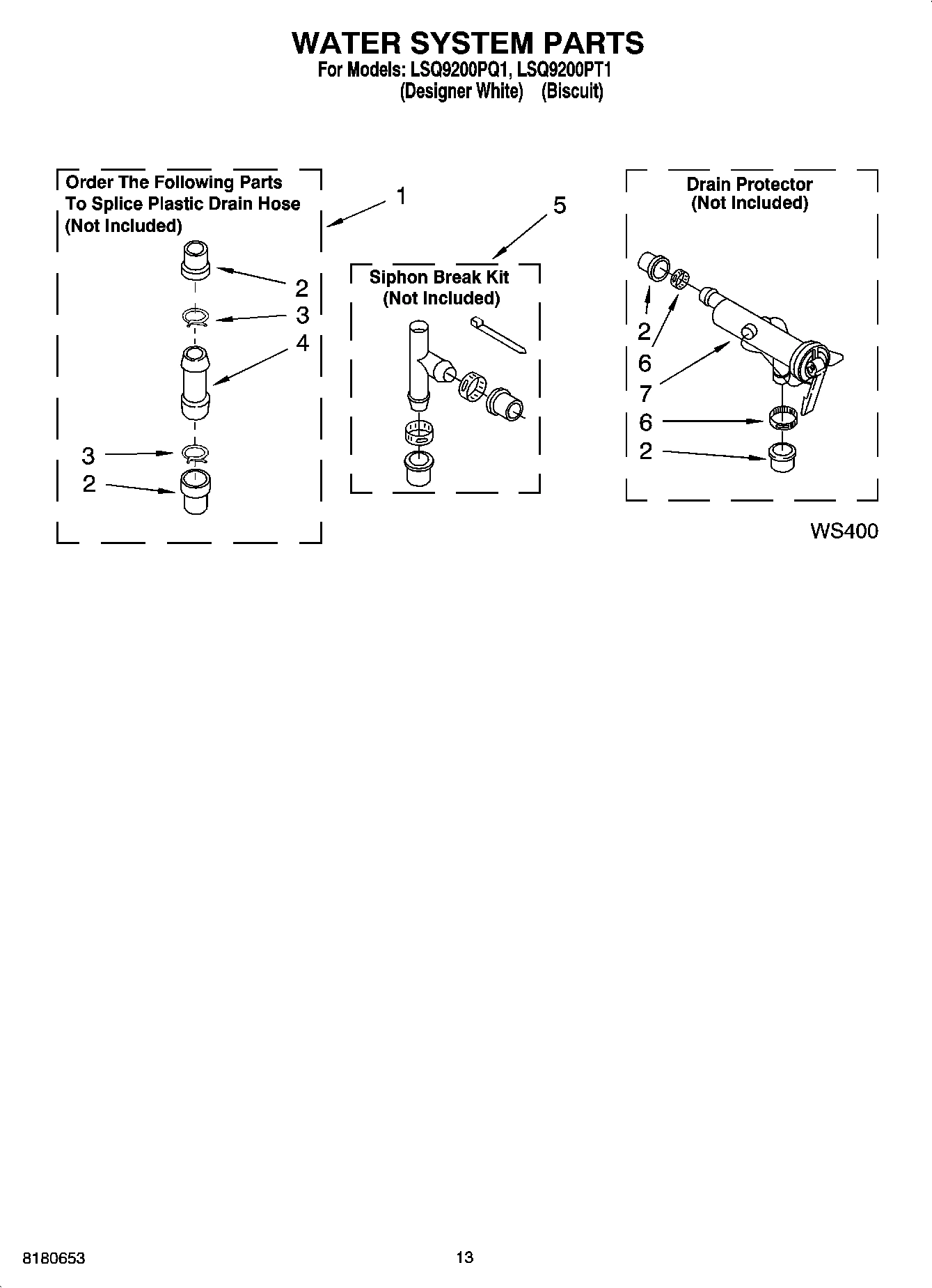 09 - WATER SYSTEM PARTS, MISCELLANEOUS PARTS, OPTIONAL PARTS (NOT INCLUDED)
