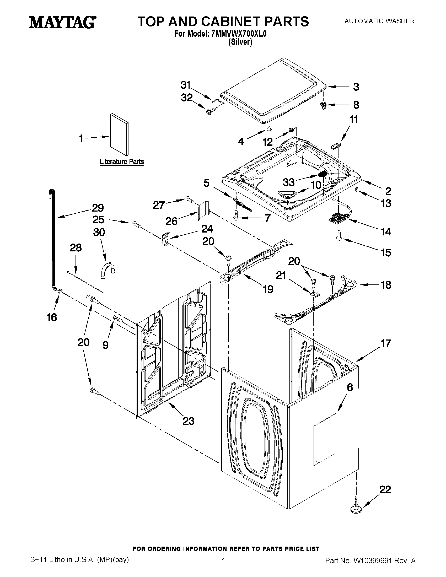 01 - TOP AND CABINET PARTS