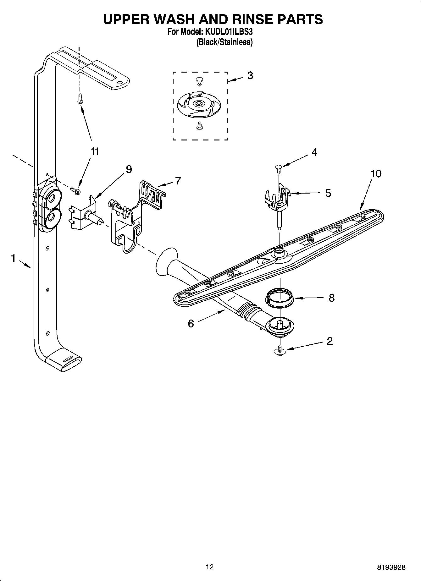 10 - UPPER WASH AND RINSE PARTS