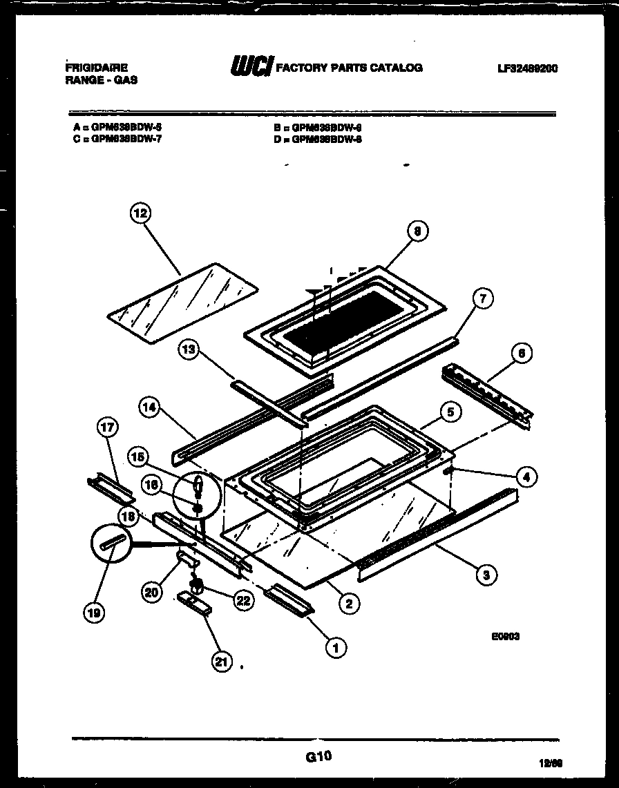 10 - UPPER OVEN DOOR PARTS