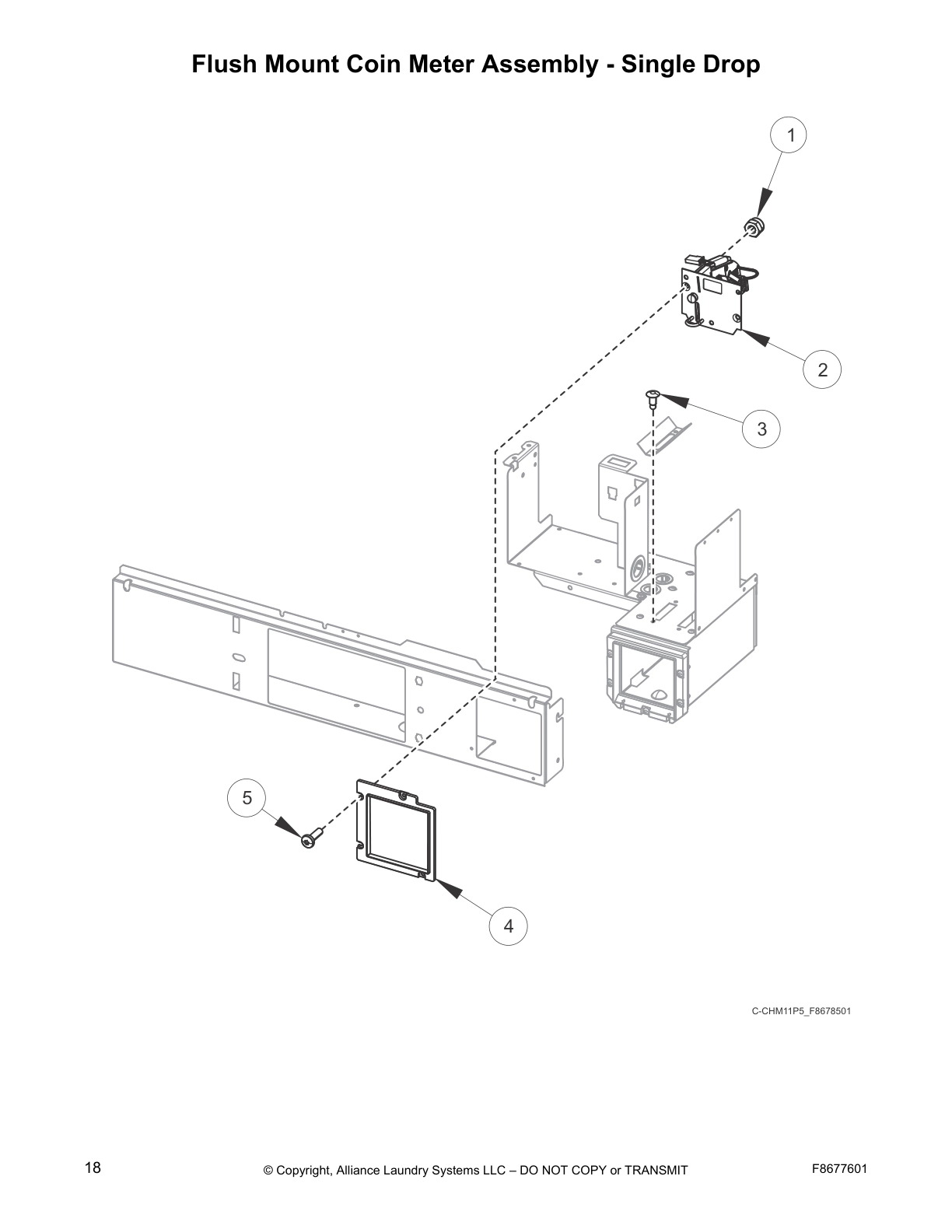 Flush Mount Coin Meter Assembly - Single Drop