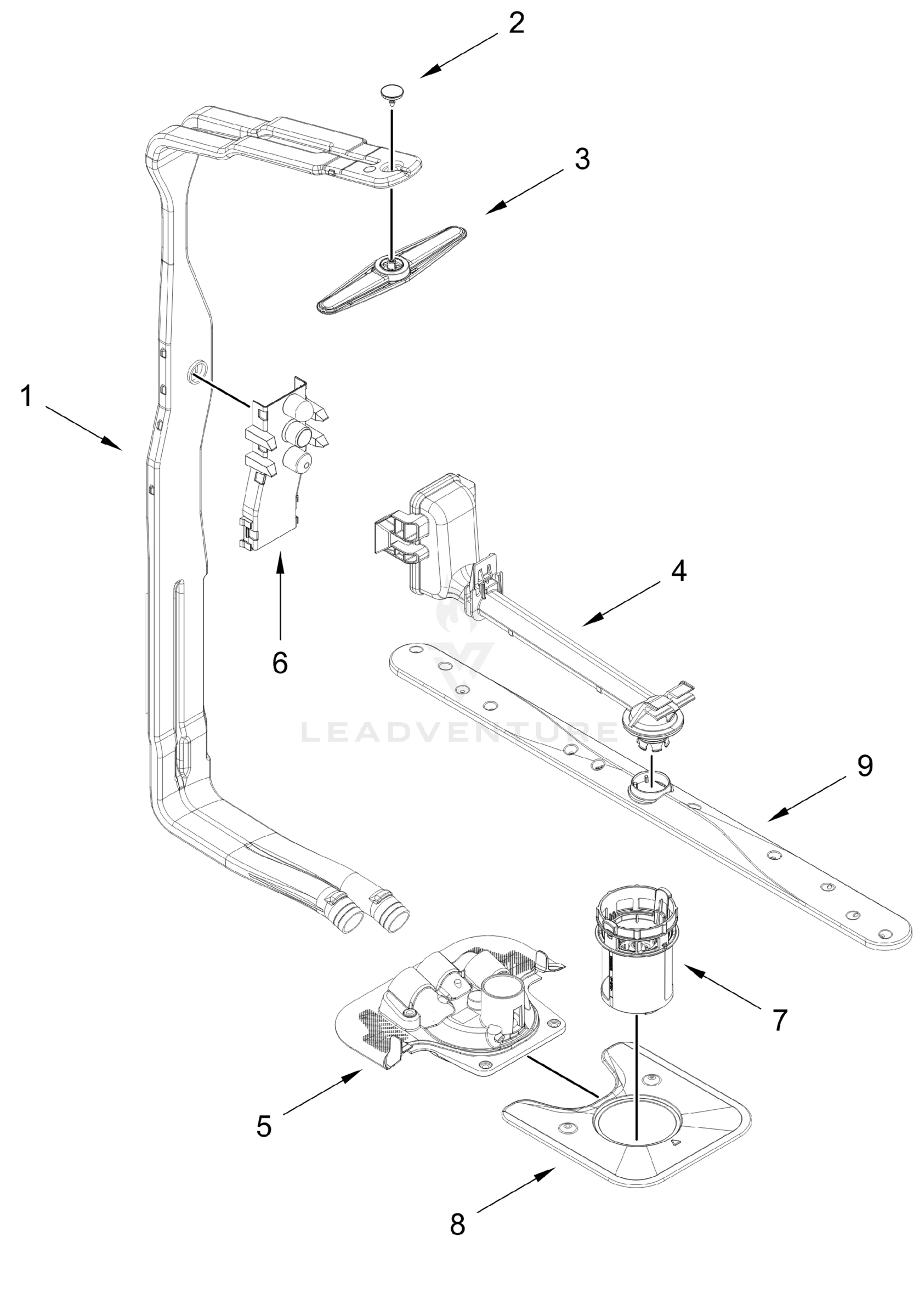 UPPER WASH AND RINSE PARTS