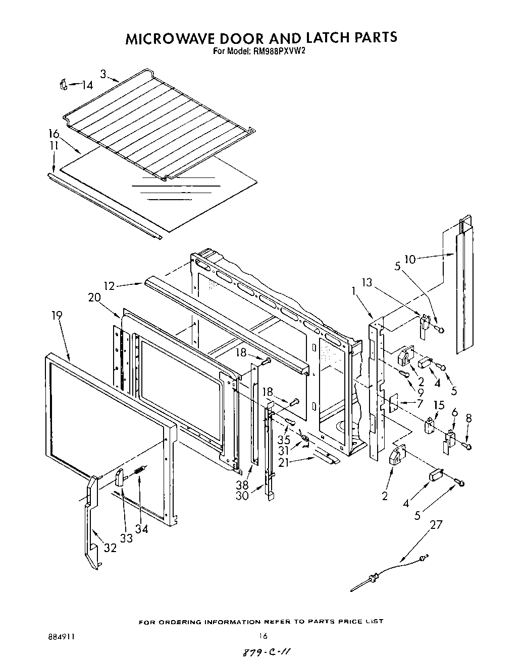 10 - MICROWAVE DOOR AND LATCH , LIT/OPTIONAL