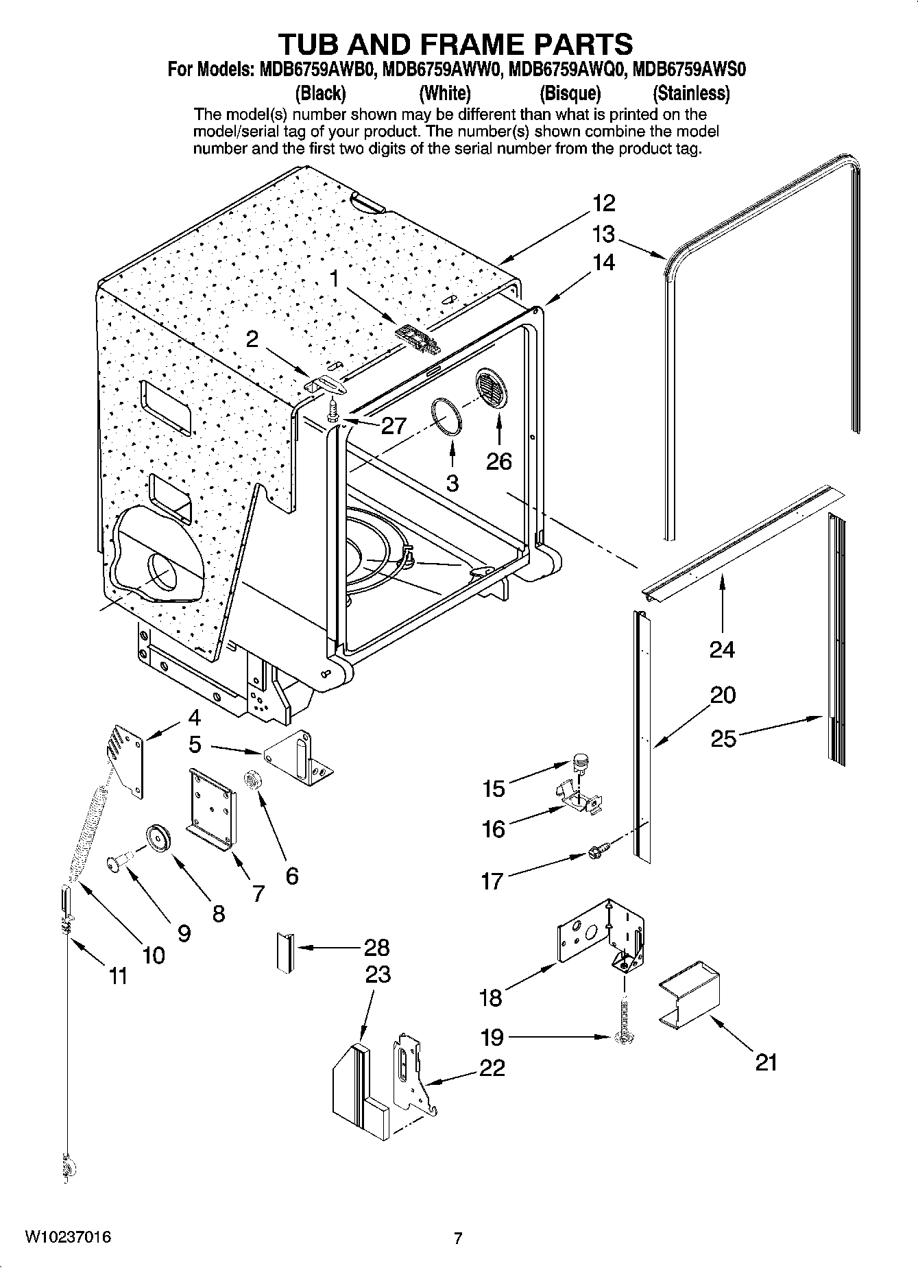 07 - TUB AND FRAME PARTS