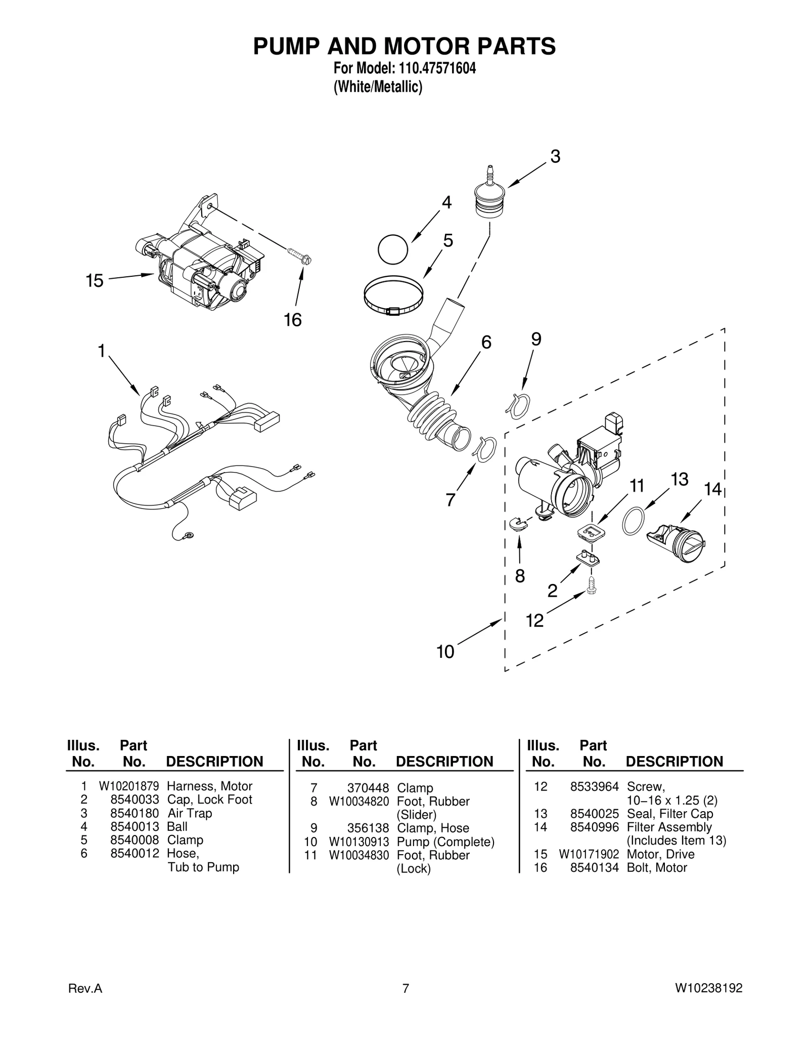 PUMP AND MOTOR PARTS