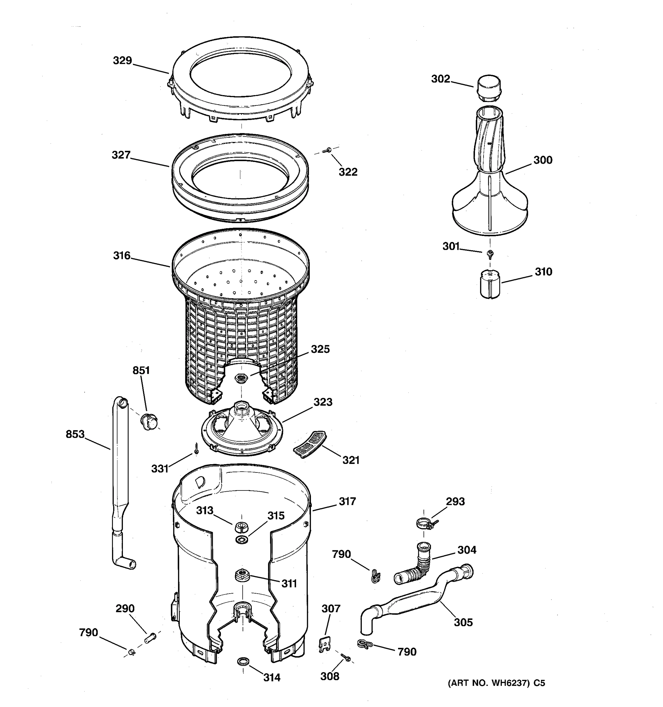 TUB, BASKET & AGITATOR