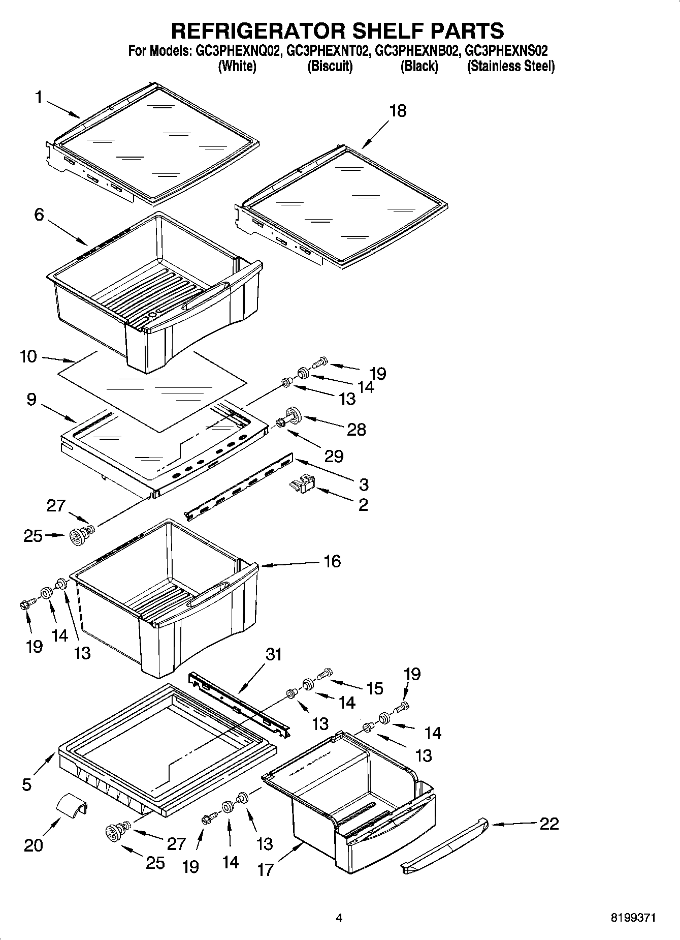 03 - REFRIGERATOR SHELF PARTS