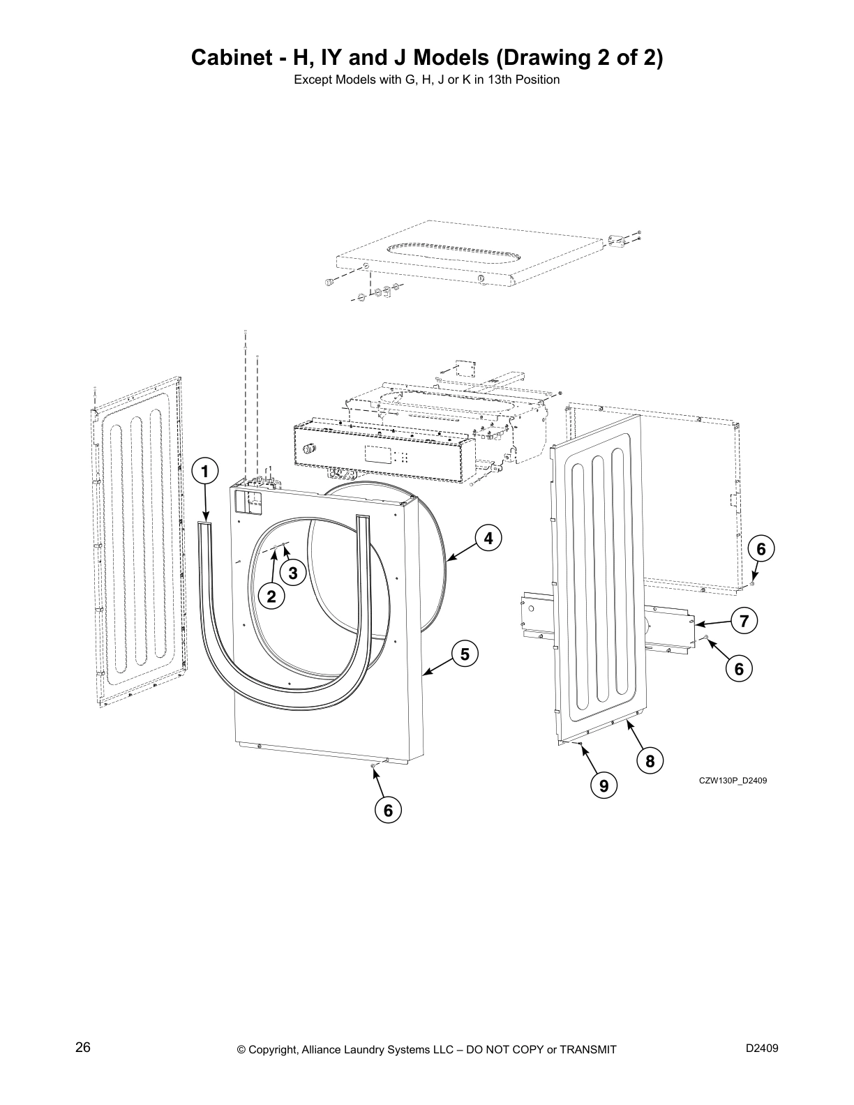 Cabinet - H, IY and J Models (Drawing 2 of 2)