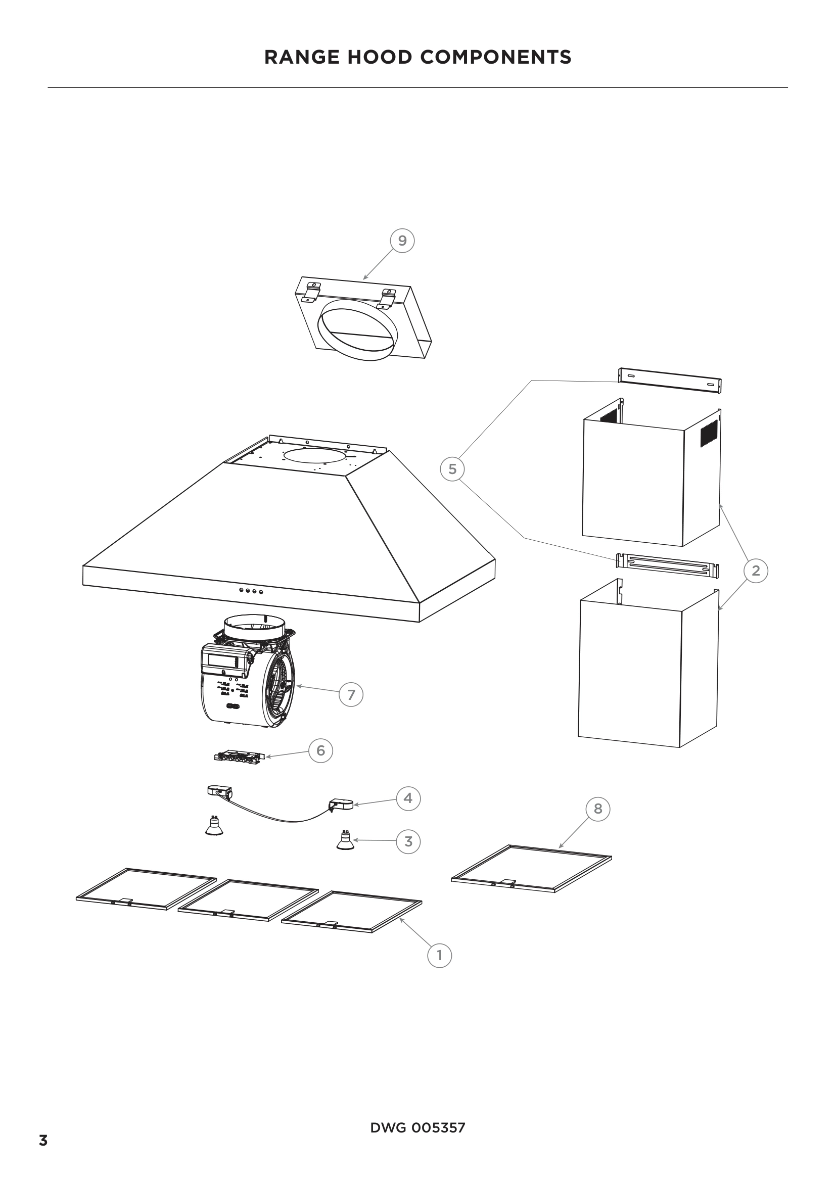 RANGE HOOD COMPONENTS