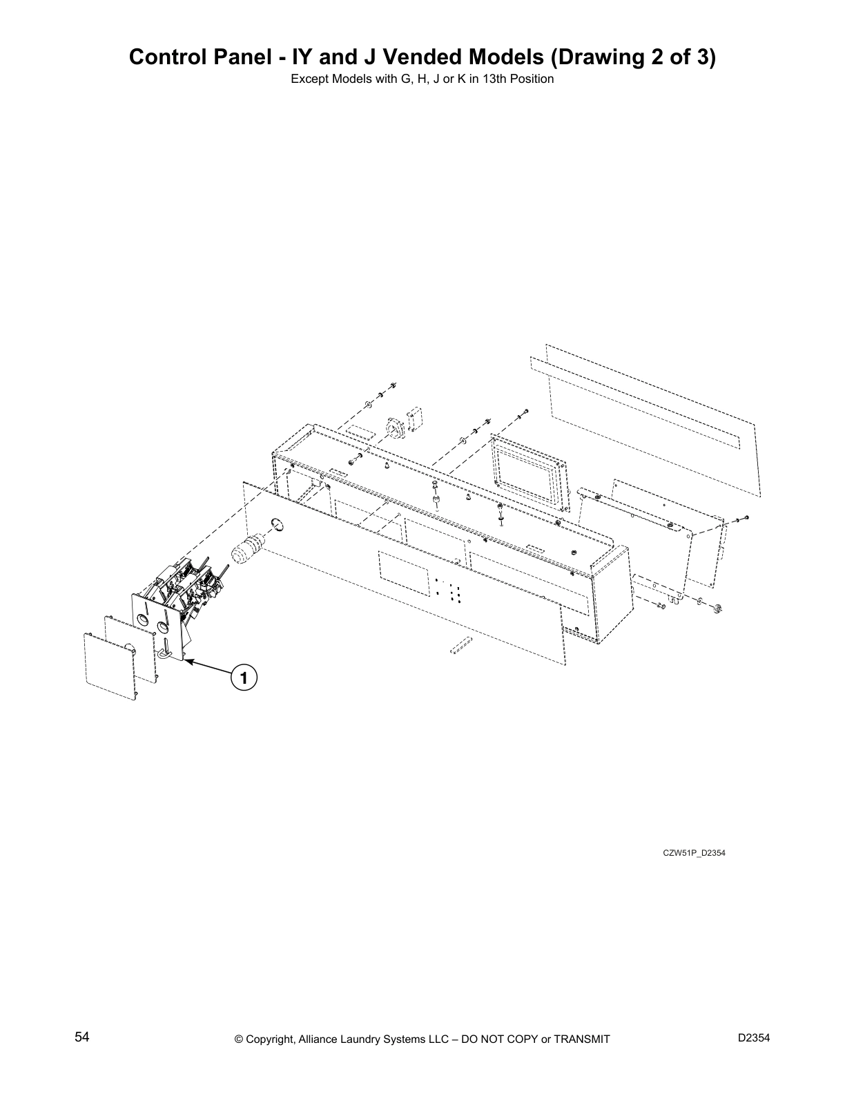 Control Panel - IY and J Vended Models (Drawing 2 of 3)