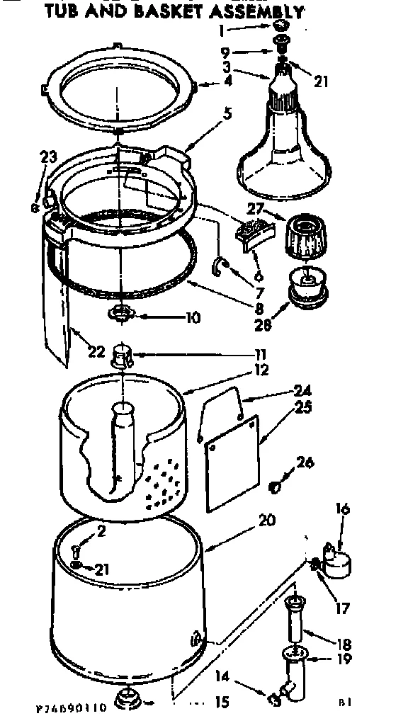 TUB AND BASKET ASSEMBLY