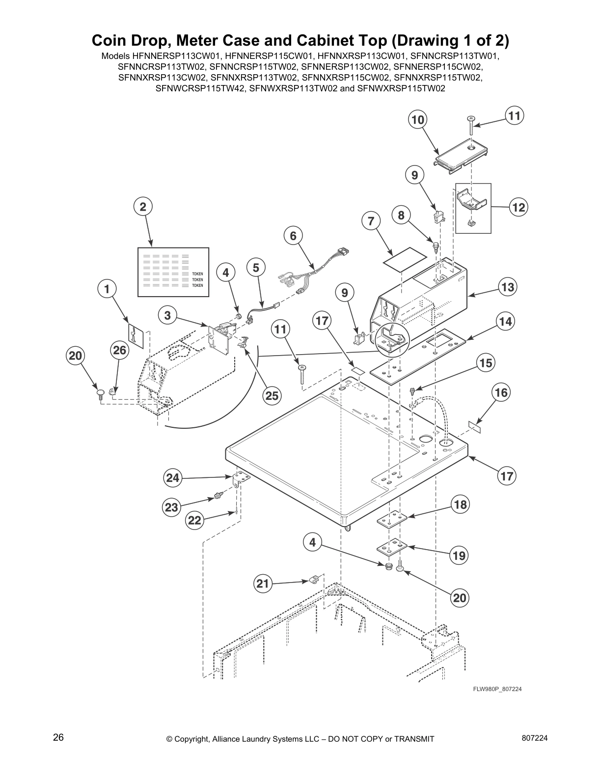 Coin Drop, Meter Case and Cabinet Top (Drawing 1 of 2)
